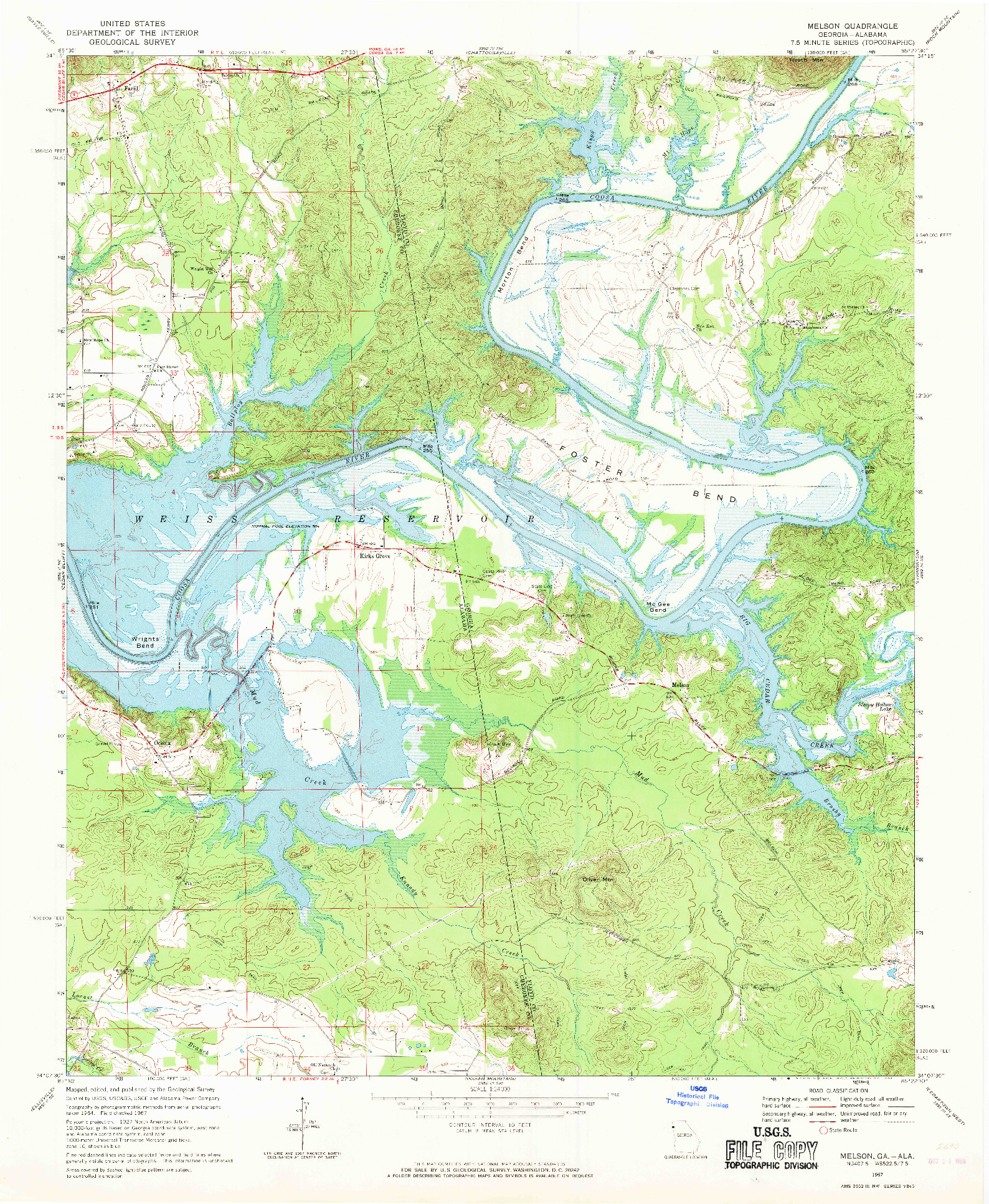 USGS 1:24000-SCALE QUADRANGLE FOR MELSON, GA 1967