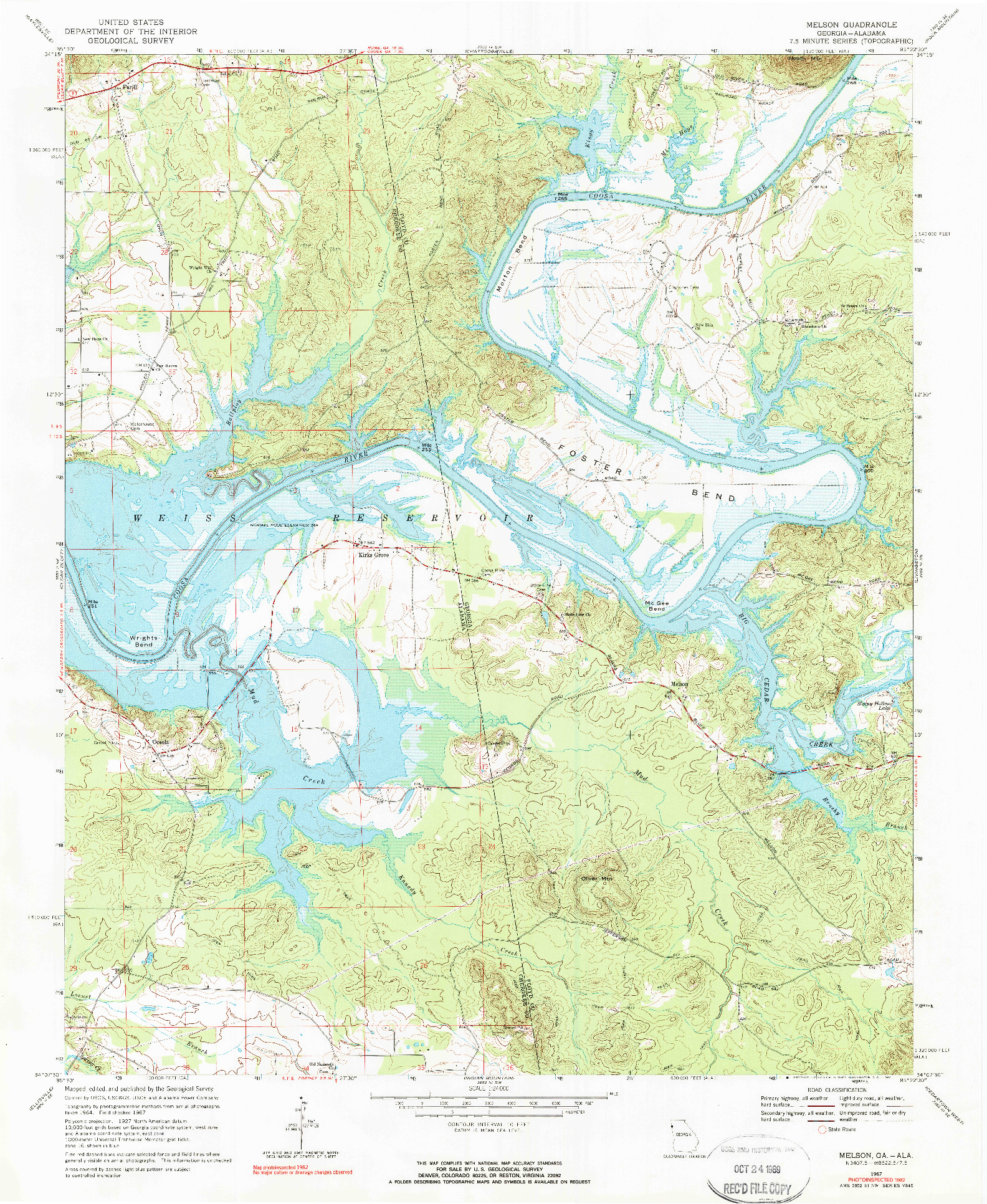 USGS 1:24000-SCALE QUADRANGLE FOR MELSON, GA 1967