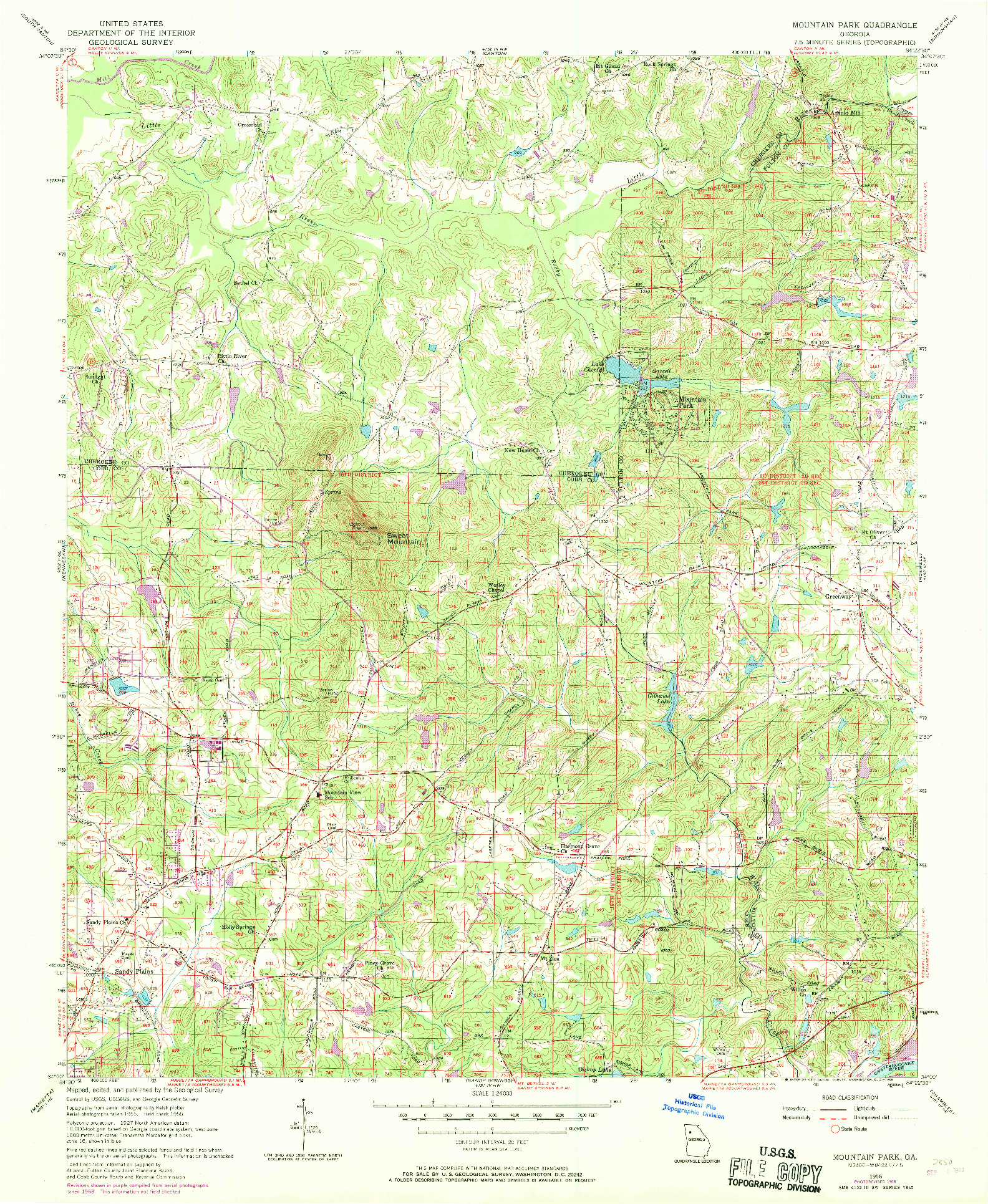 USGS 1:24000-SCALE QUADRANGLE FOR MOUNTAIN PARK, GA 1956