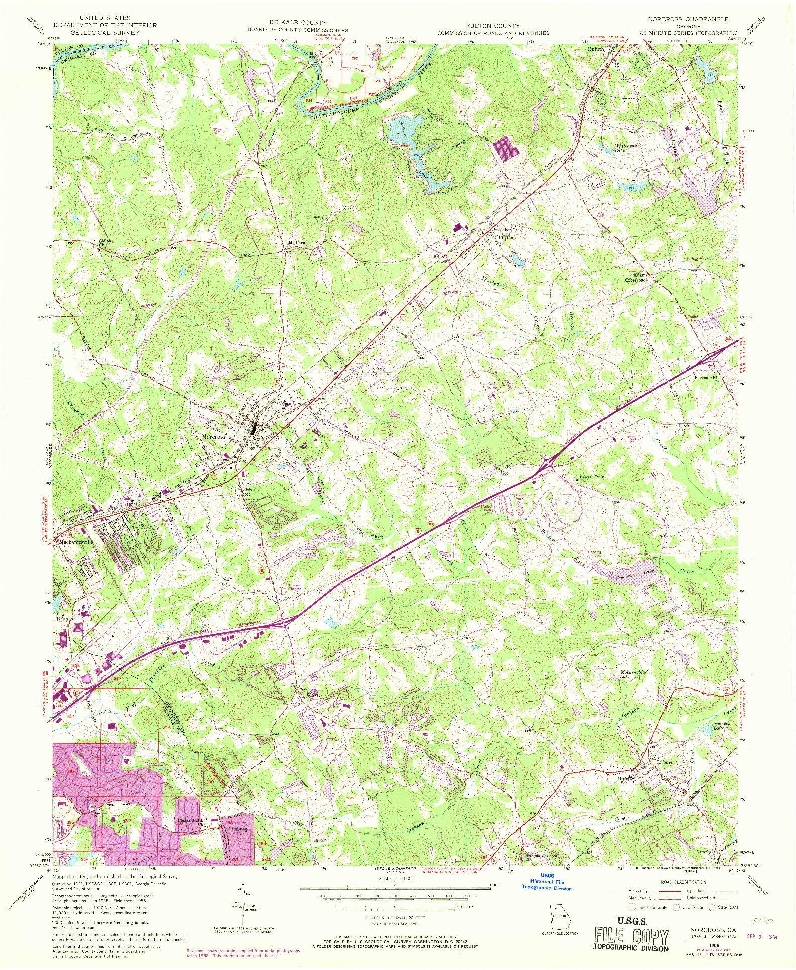 USGS 1:24000-SCALE QUADRANGLE FOR NORCROSS, GA 1956