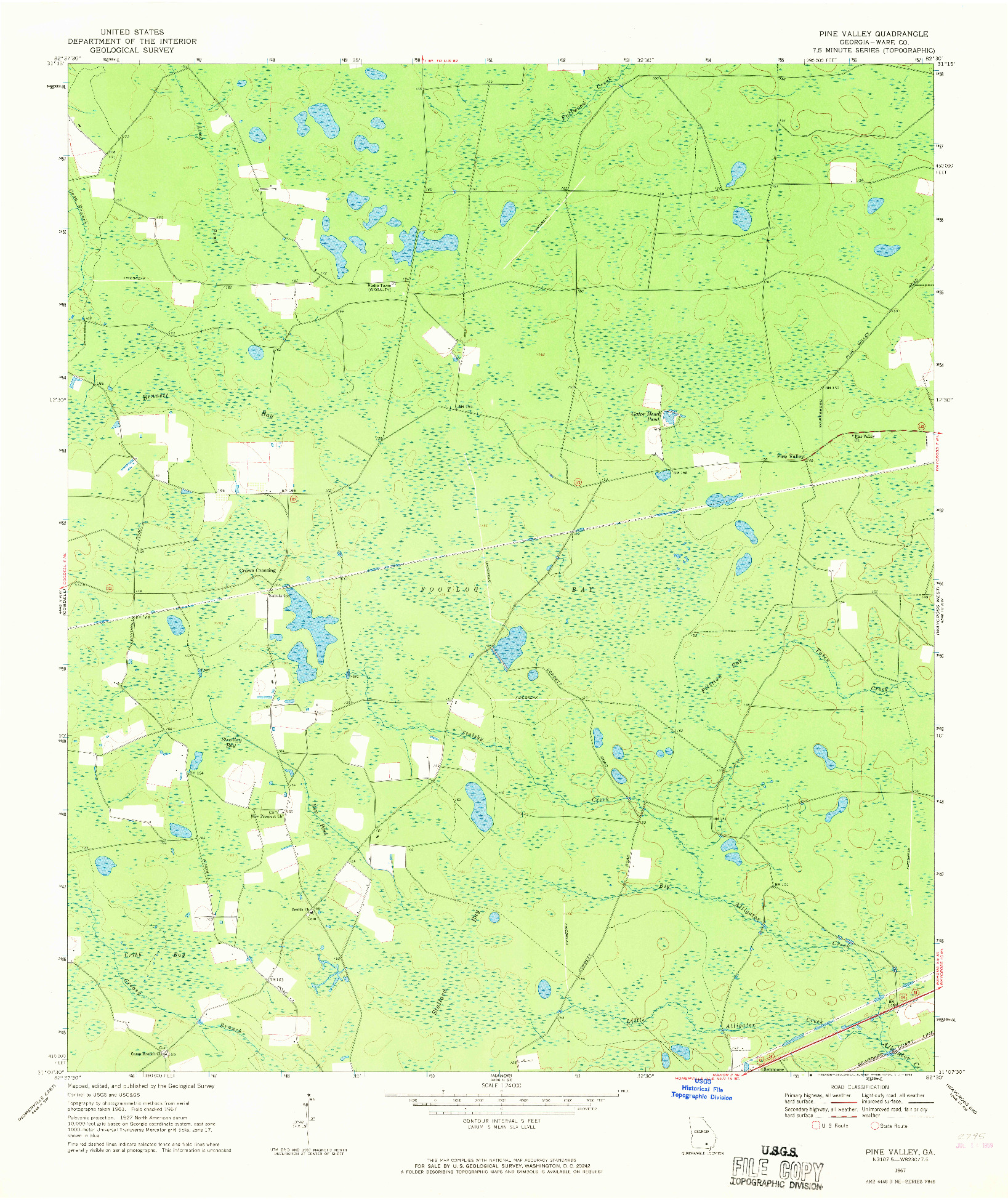 USGS 1:24000-SCALE QUADRANGLE FOR PINE VALLEY, GA 1967