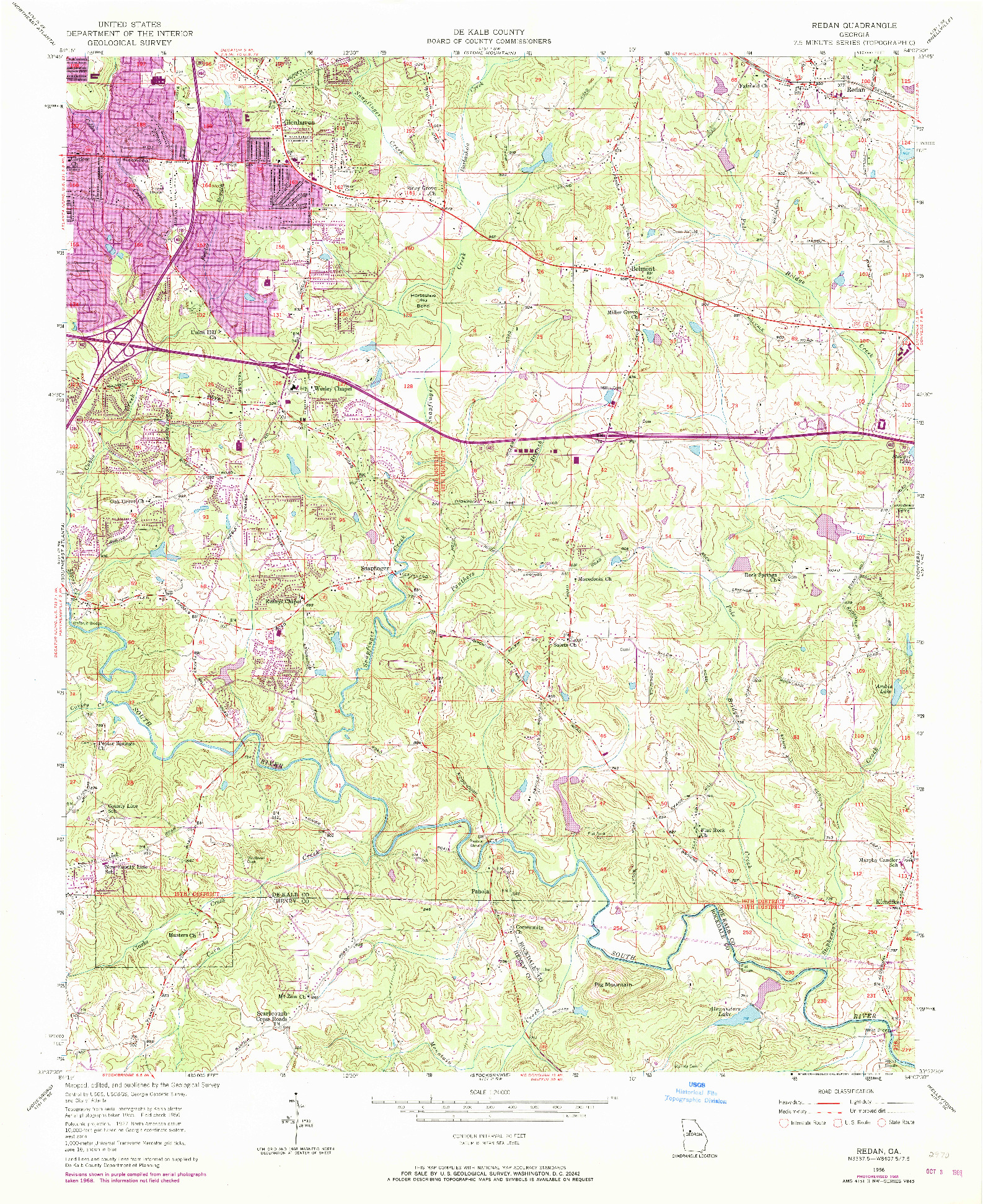 USGS 1:24000-SCALE QUADRANGLE FOR REDAN, GA 1956