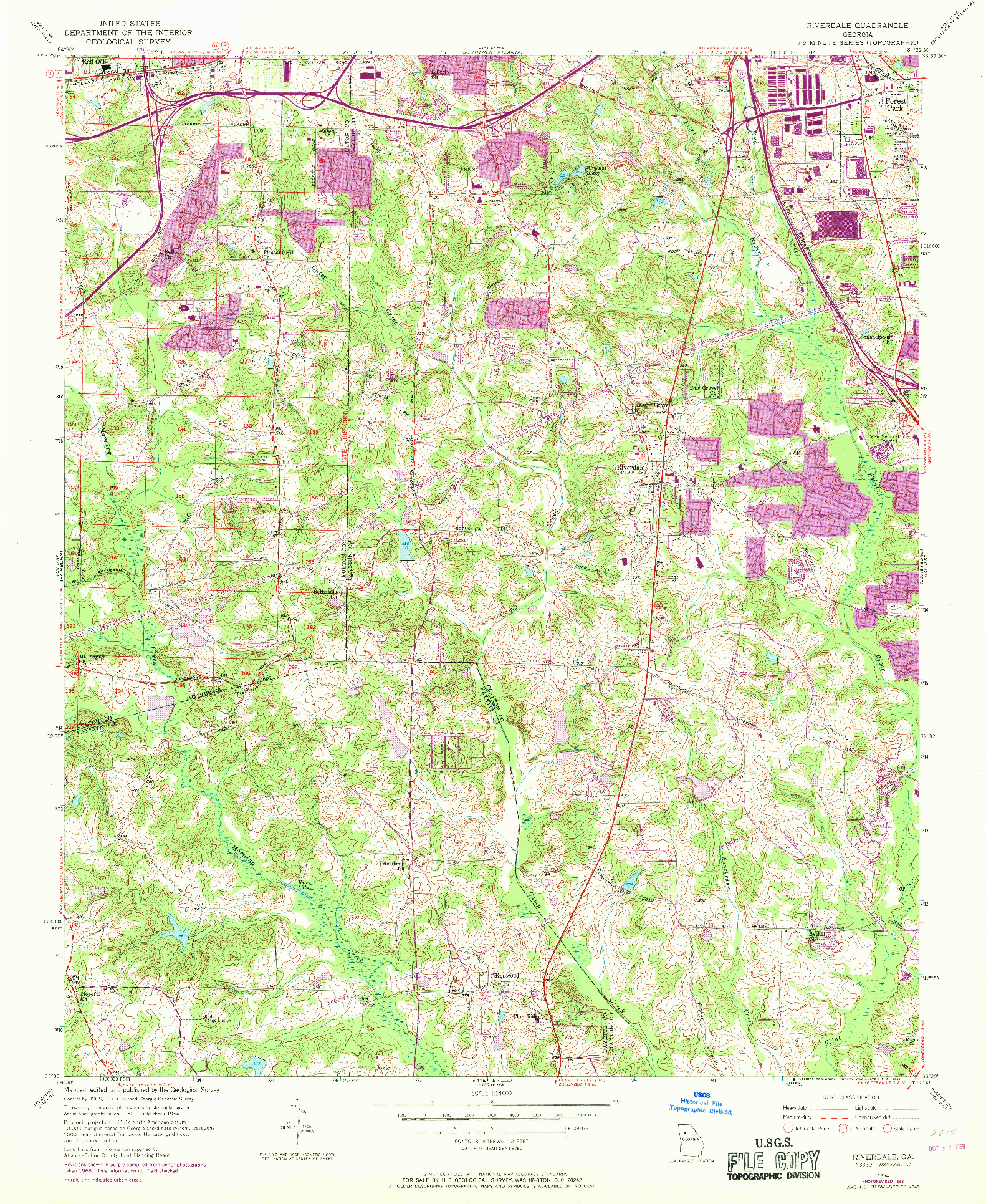 USGS 1:24000-SCALE QUADRANGLE FOR RIVERDALE, GA 1954