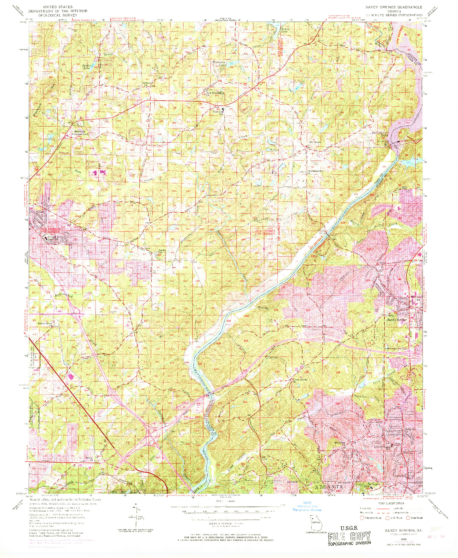 USGS 1:24000-SCALE QUADRANGLE FOR SANDY SPRINGS, GA 1955