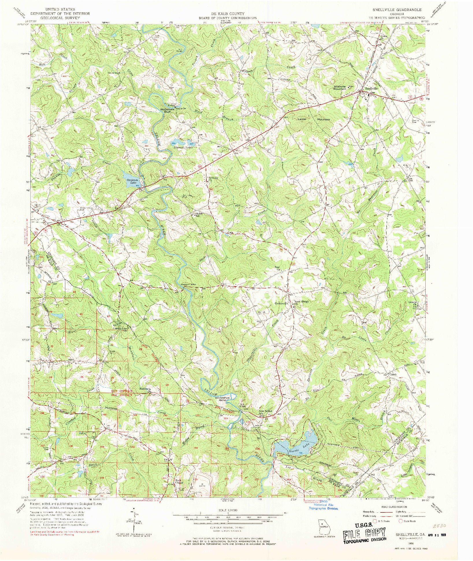 USGS 1:24000-SCALE QUADRANGLE FOR SNELLVILLE, GA 1956