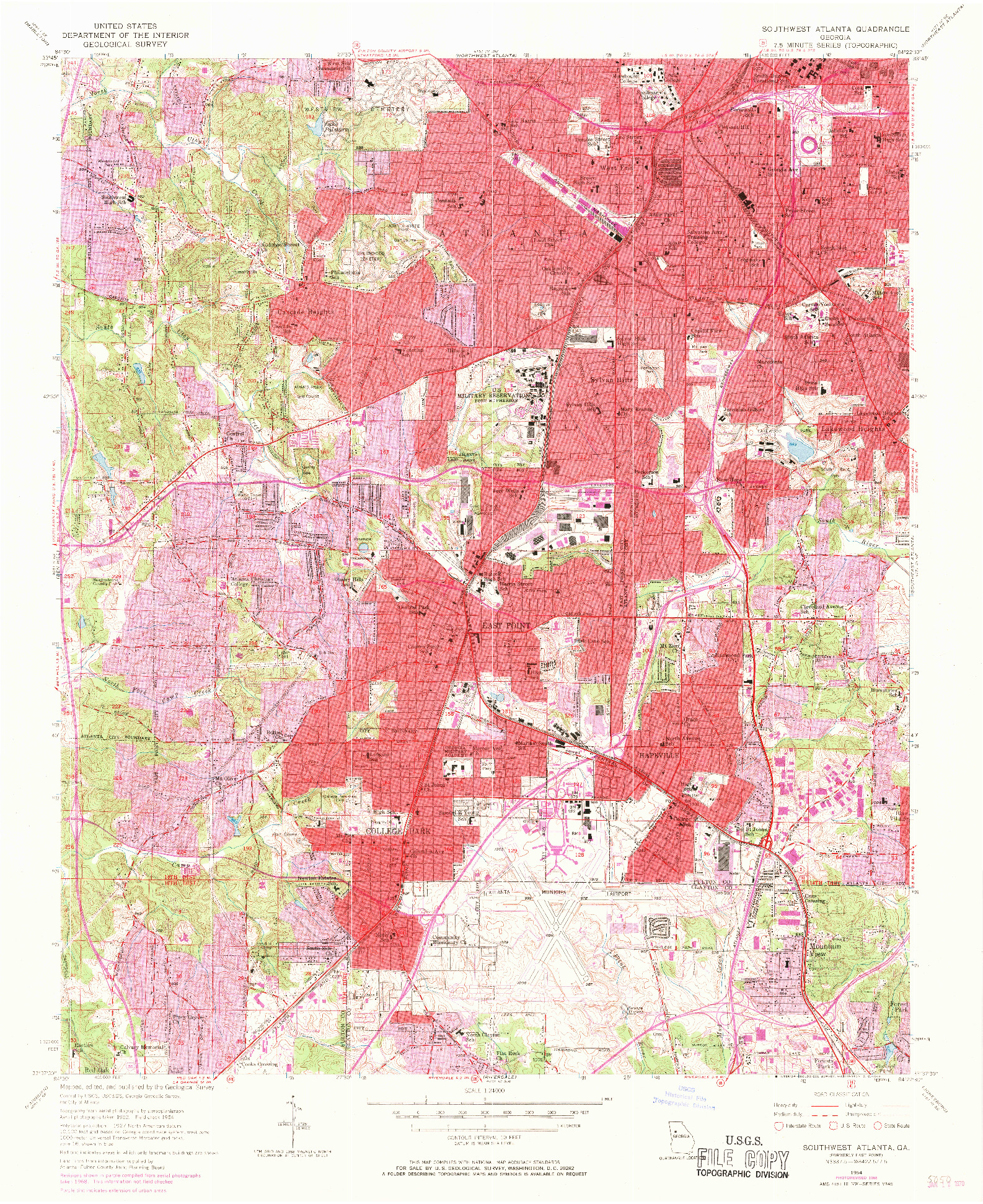 USGS 1:24000-SCALE QUADRANGLE FOR SOUTHWEST ATLANTA, GA 1954