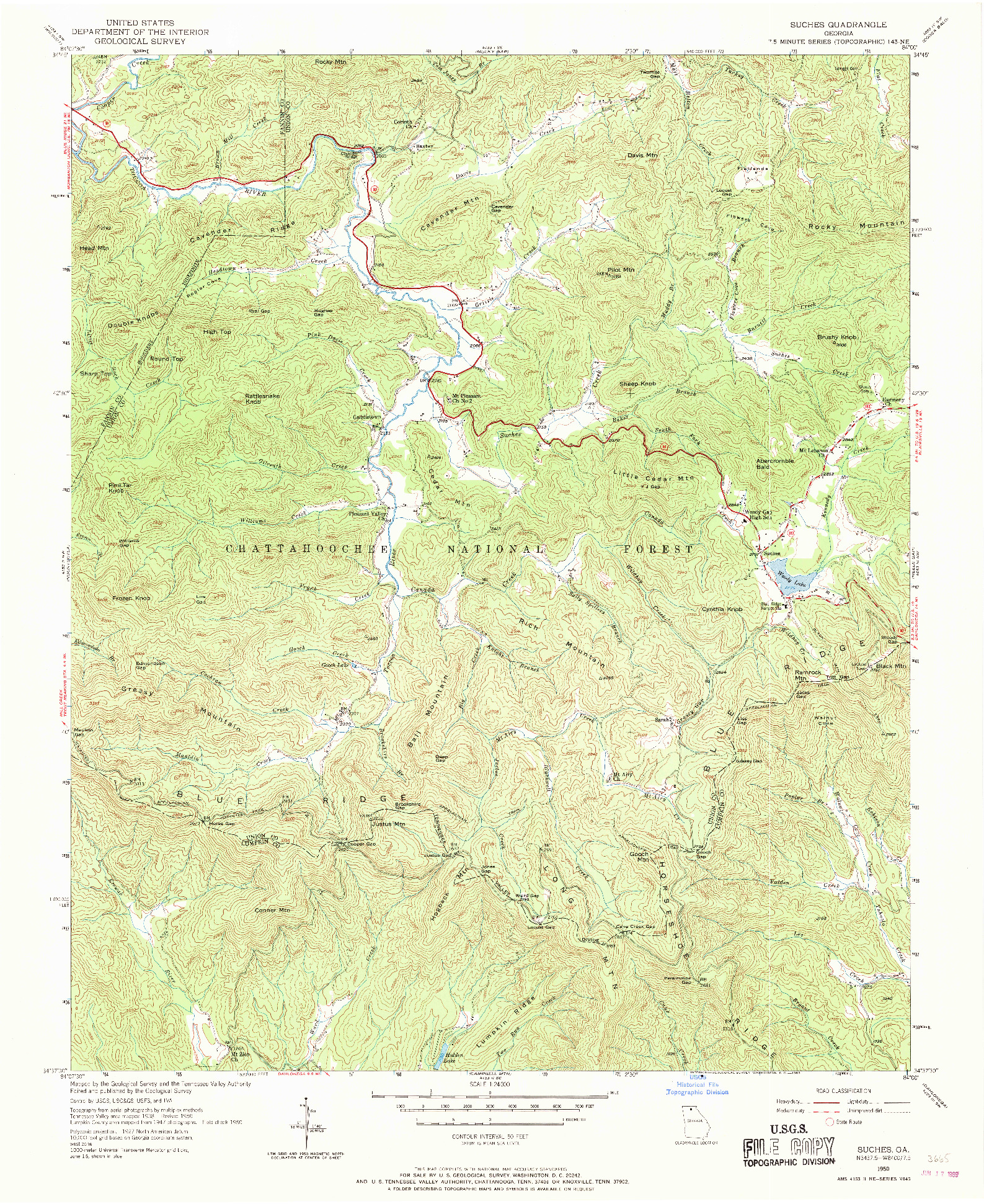 USGS 1:24000-SCALE QUADRANGLE FOR SUCHES, GA 1950