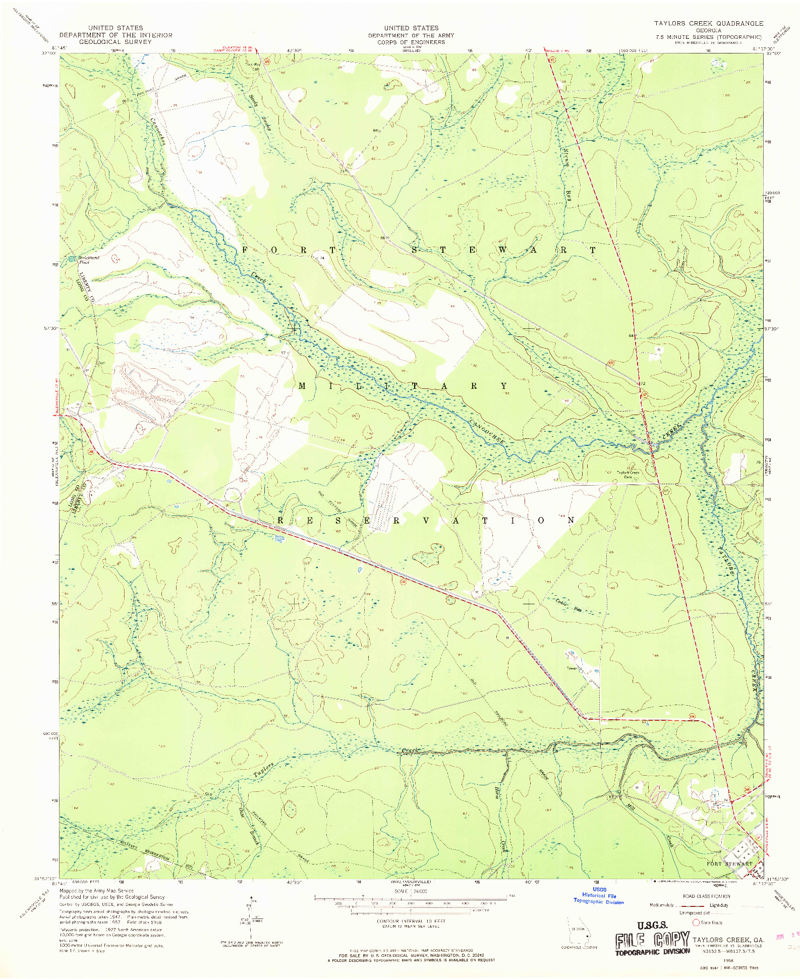 USGS 1:24000-SCALE QUADRANGLE FOR TAYLORS CREEK, GA 1958