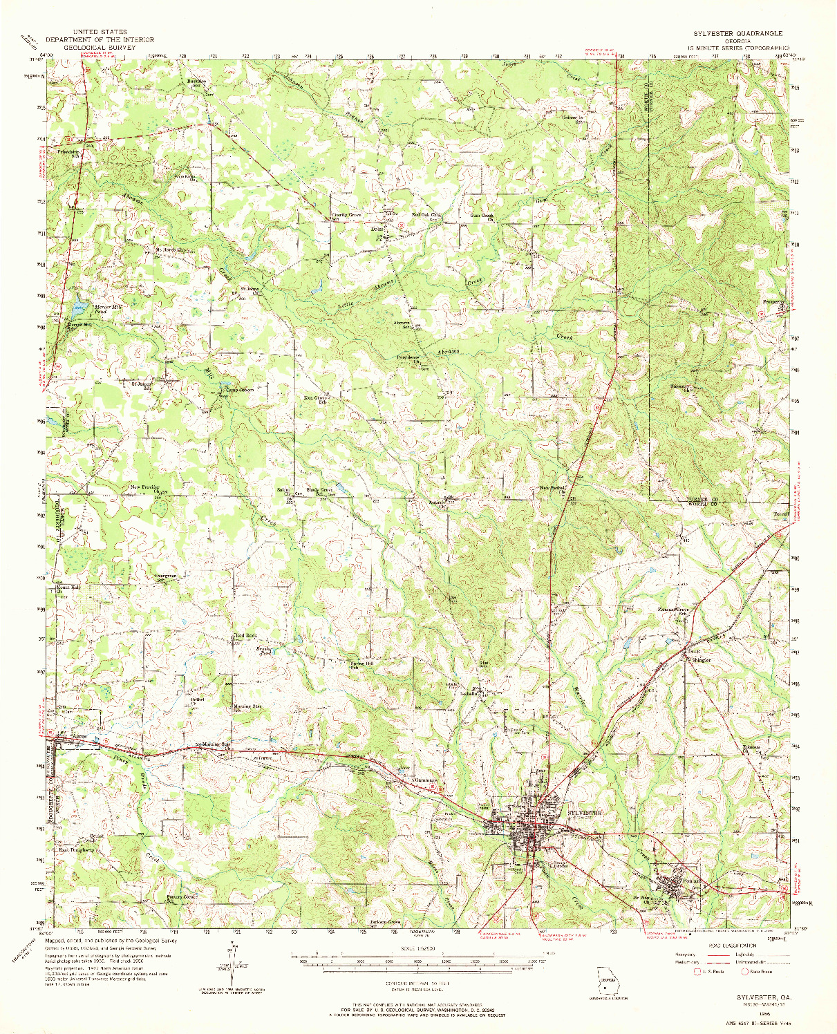 USGS 1:62500-SCALE QUADRANGLE FOR SYLVESTER, GA 1956