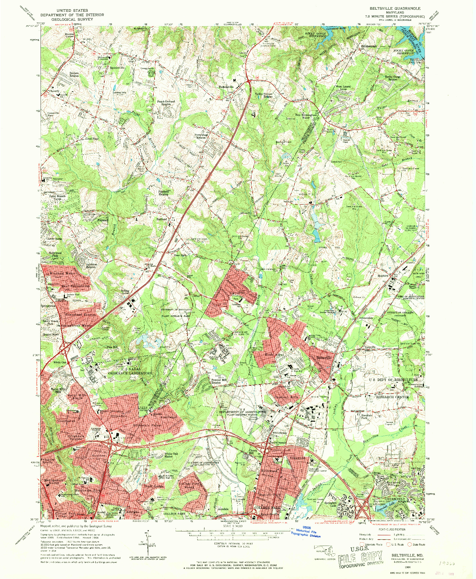 USGS 1:24000-SCALE QUADRANGLE FOR BELTSVILLE, MD 1964