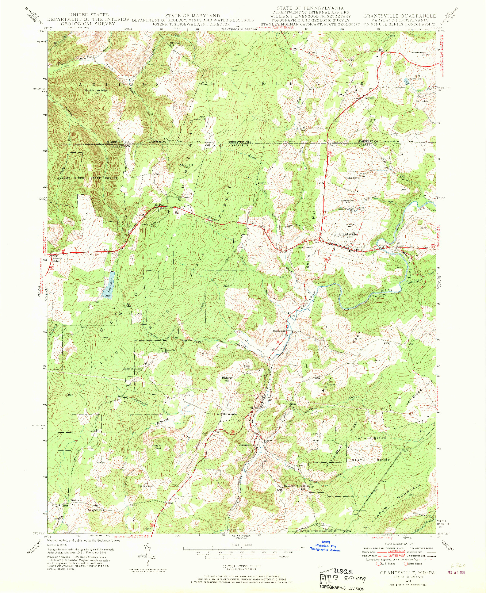 USGS 1:24000-SCALE QUADRANGLE FOR GRANTSVILLE, MD 1946