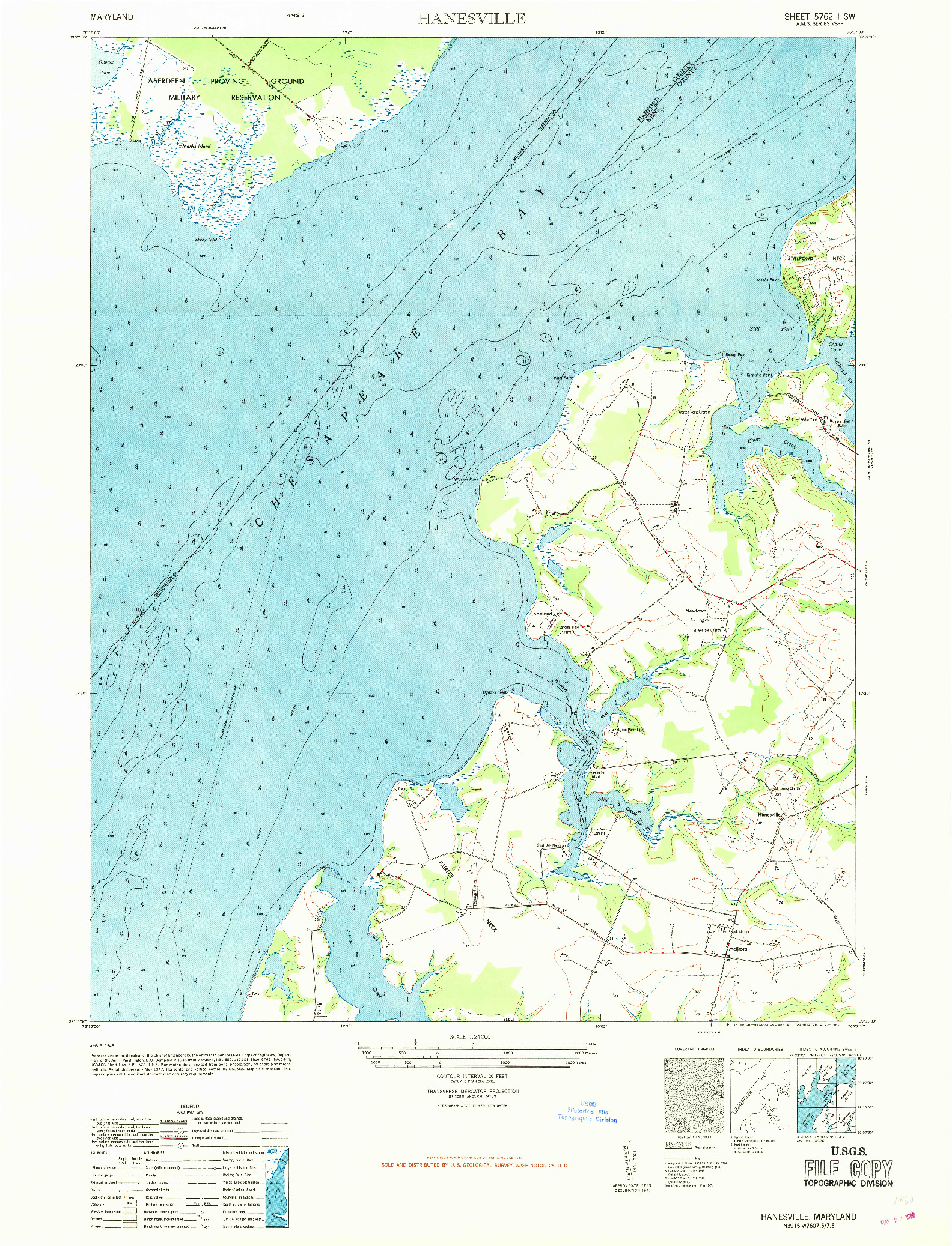 USGS 1:24000-SCALE QUADRANGLE FOR HANESVILLE, MD 1969