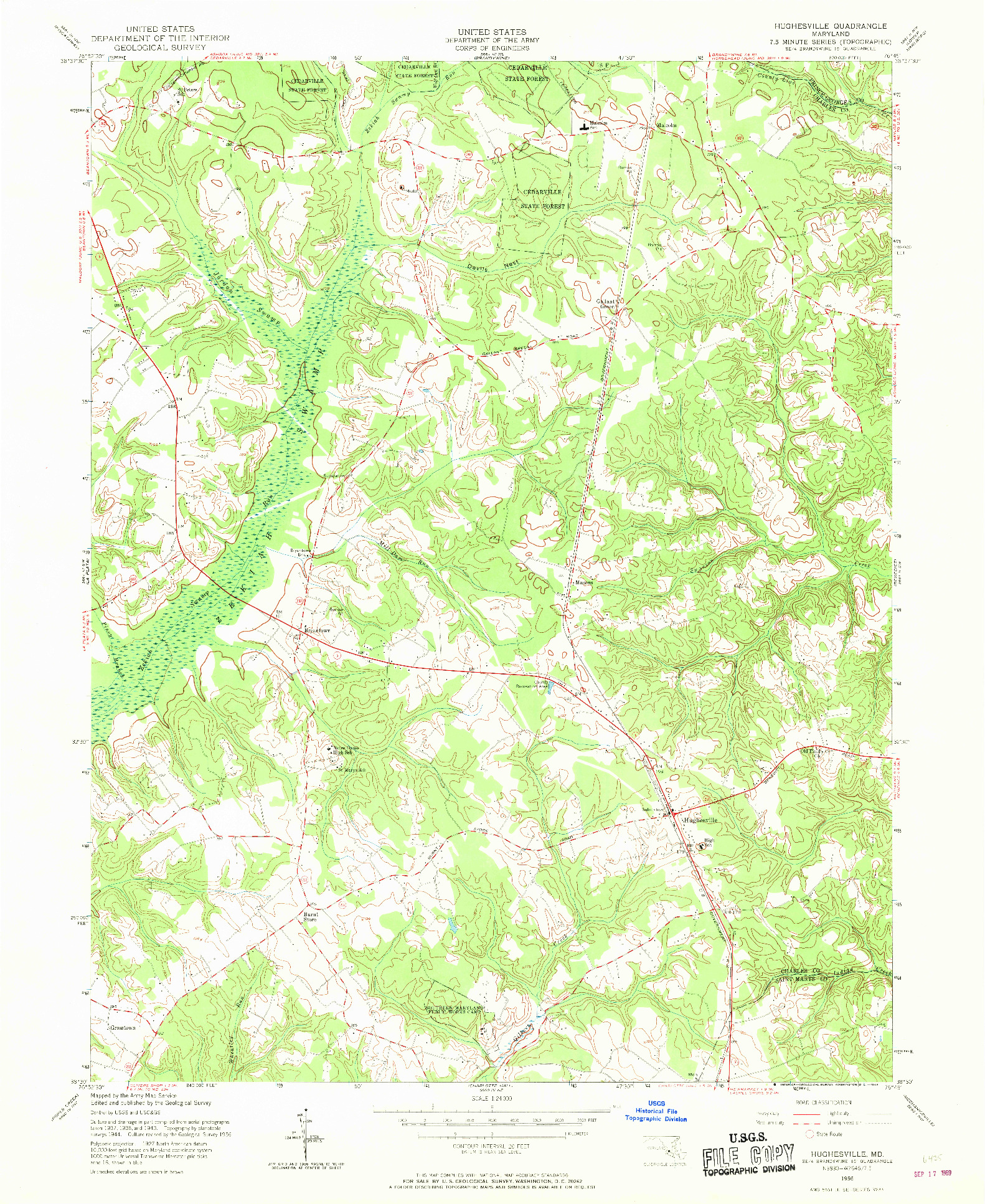 USGS 1:24000-SCALE QUADRANGLE FOR HUGHESVILLE, MD 1956