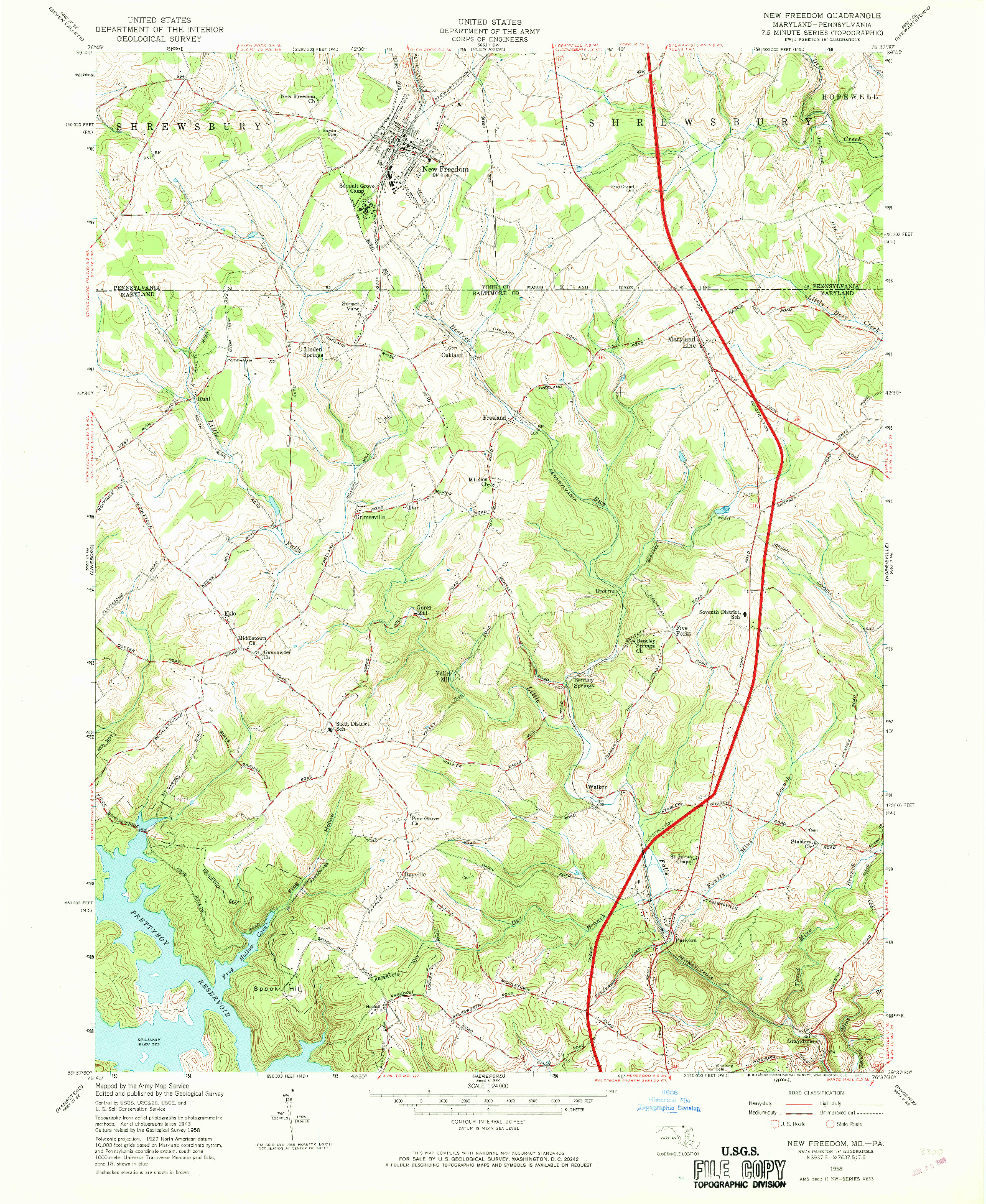 USGS 1:24000-SCALE QUADRANGLE FOR NEW FREEDOM, MD 1958