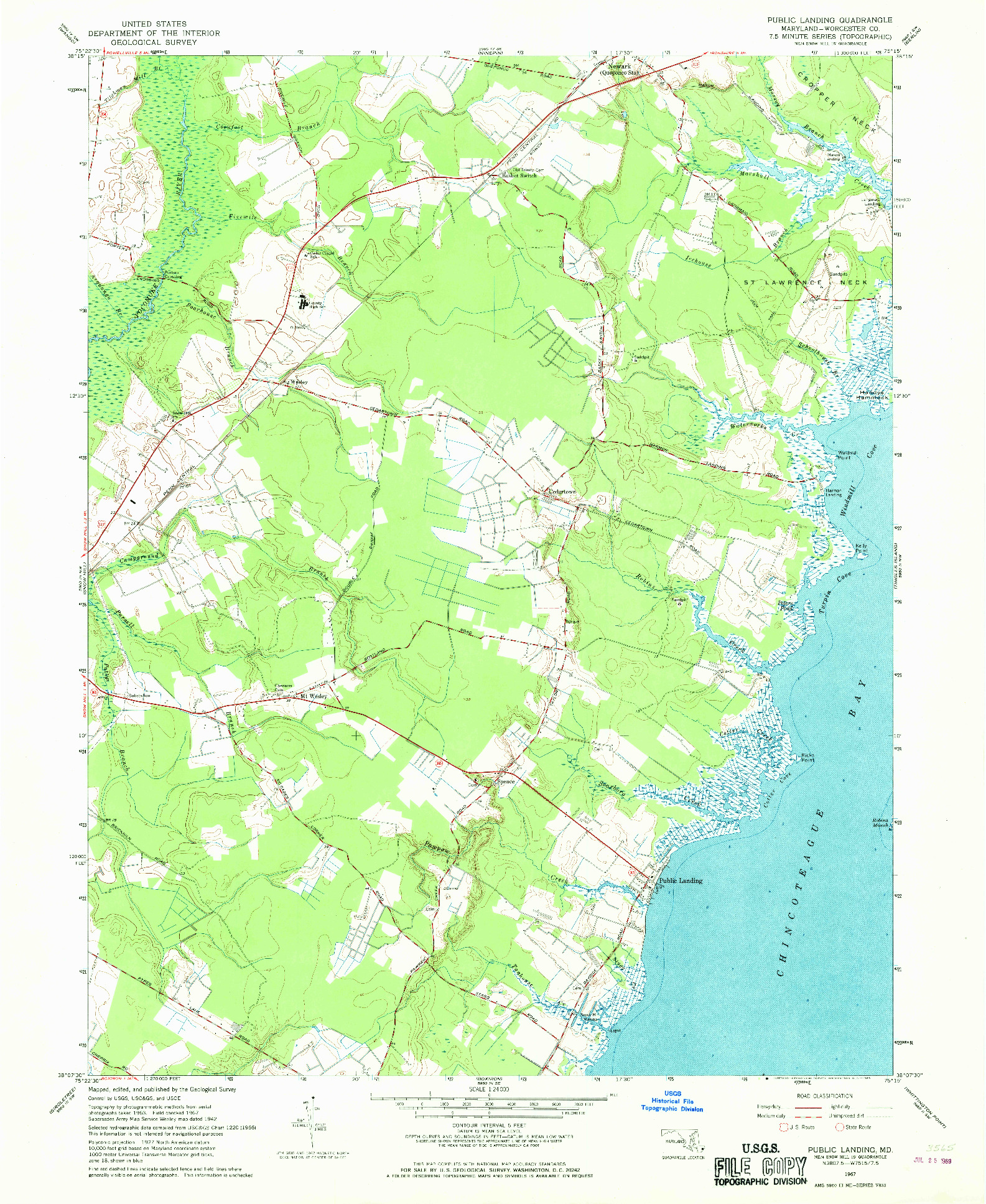 USGS 1:24000-SCALE QUADRANGLE FOR PUBLIC LANDING, MD 1967
