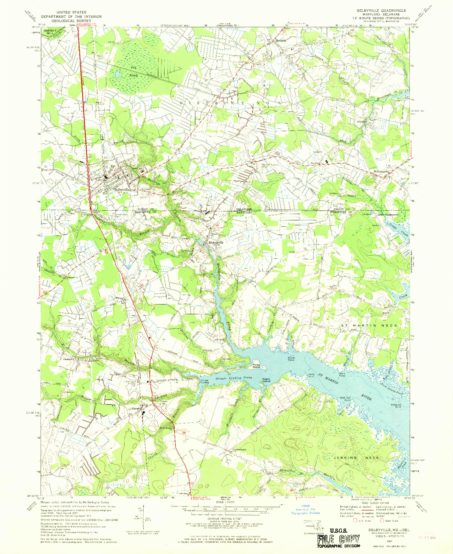 USGS 1:24000-SCALE QUADRANGLE FOR SELBYVILLE, MD 1967