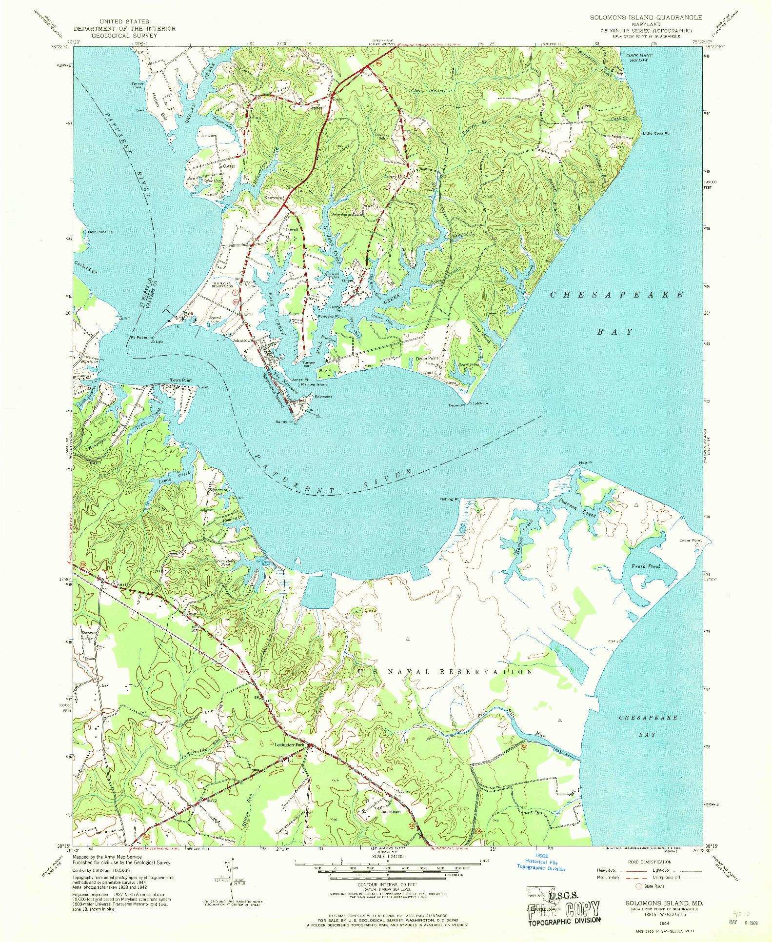 USGS 1:24000-SCALE QUADRANGLE FOR SOLOMONS ISLAND, MD 1944