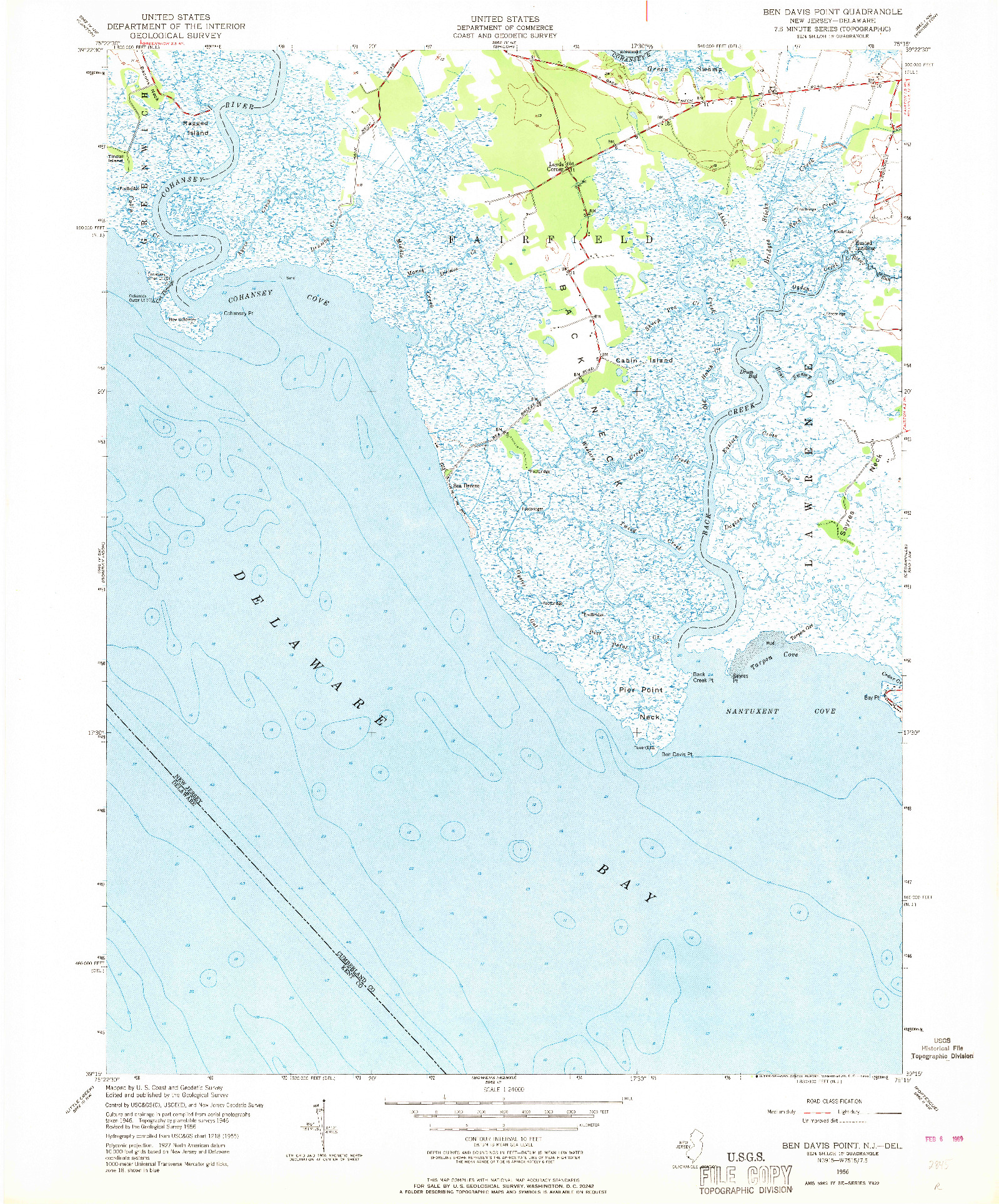 USGS 1:24000-SCALE QUADRANGLE FOR BEN DAVIS POINT, NJ 1956