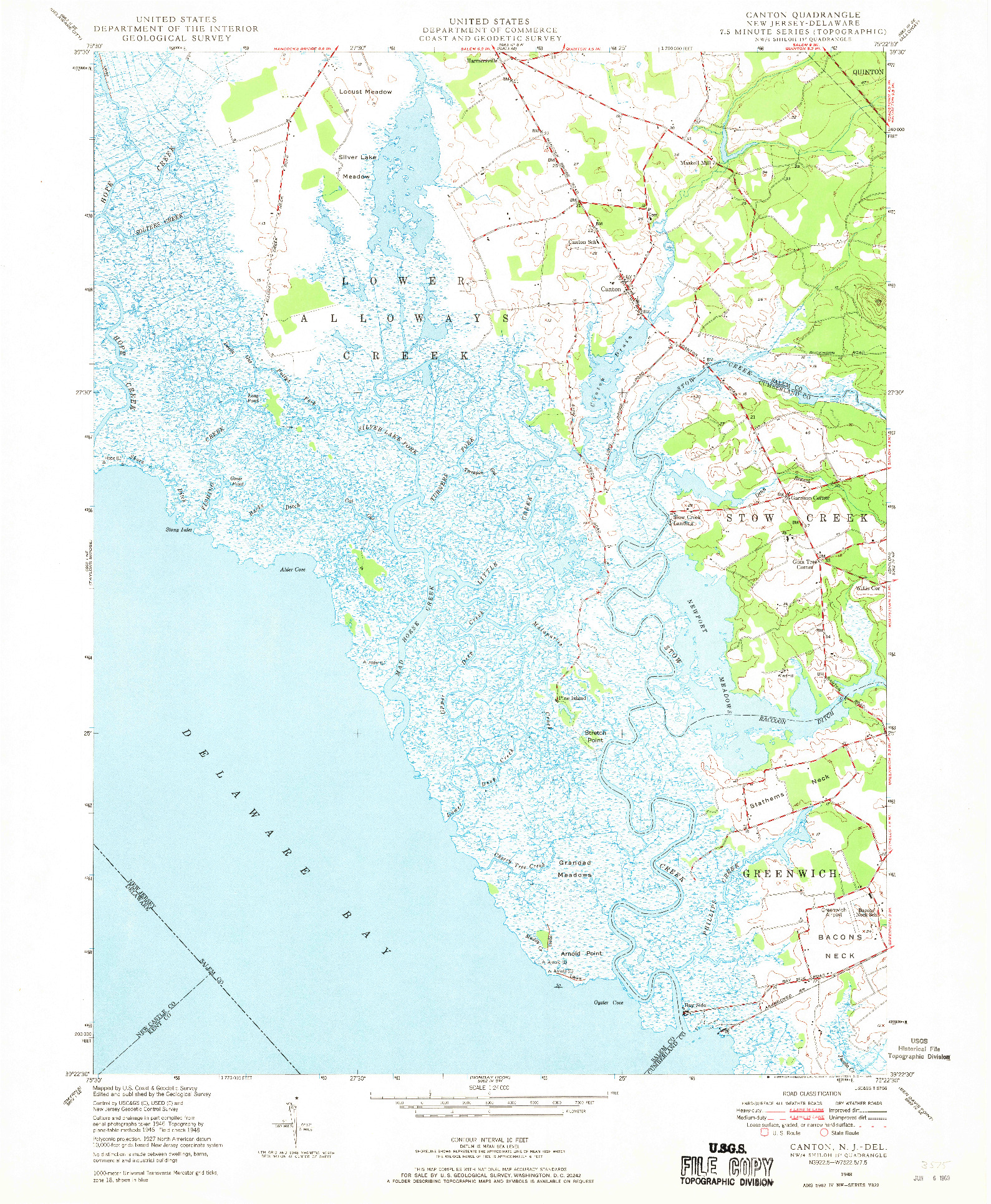 USGS 1:24000-SCALE QUADRANGLE FOR CANTON, NJ 1948