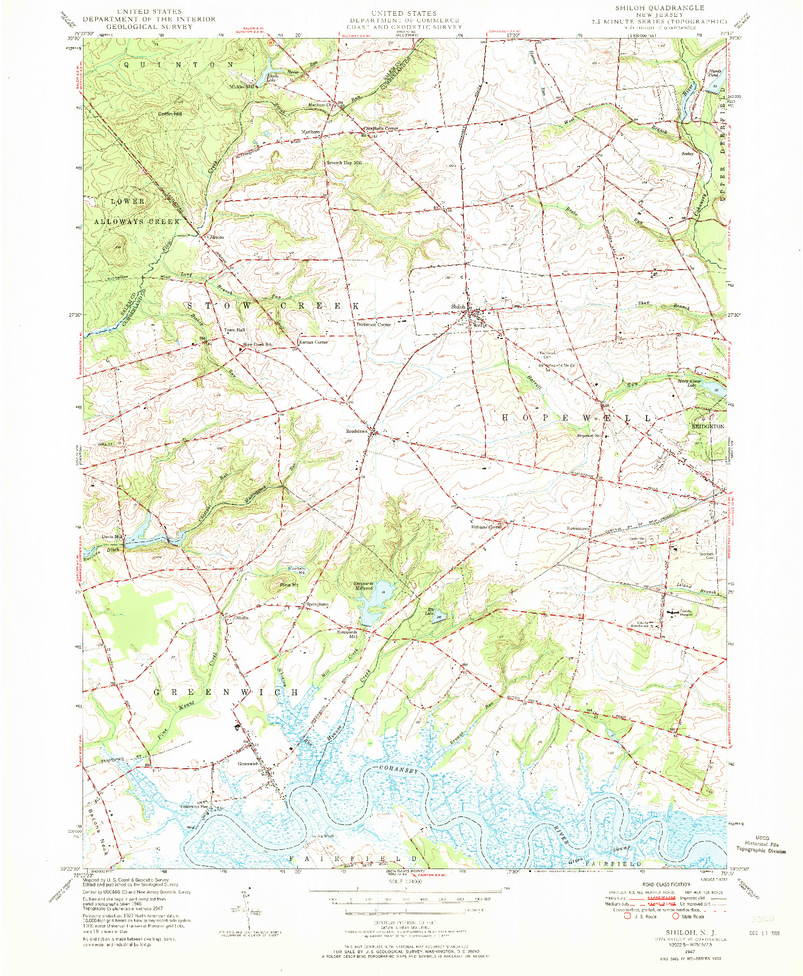 USGS 1:24000-SCALE QUADRANGLE FOR SHILOH, NJ 1947