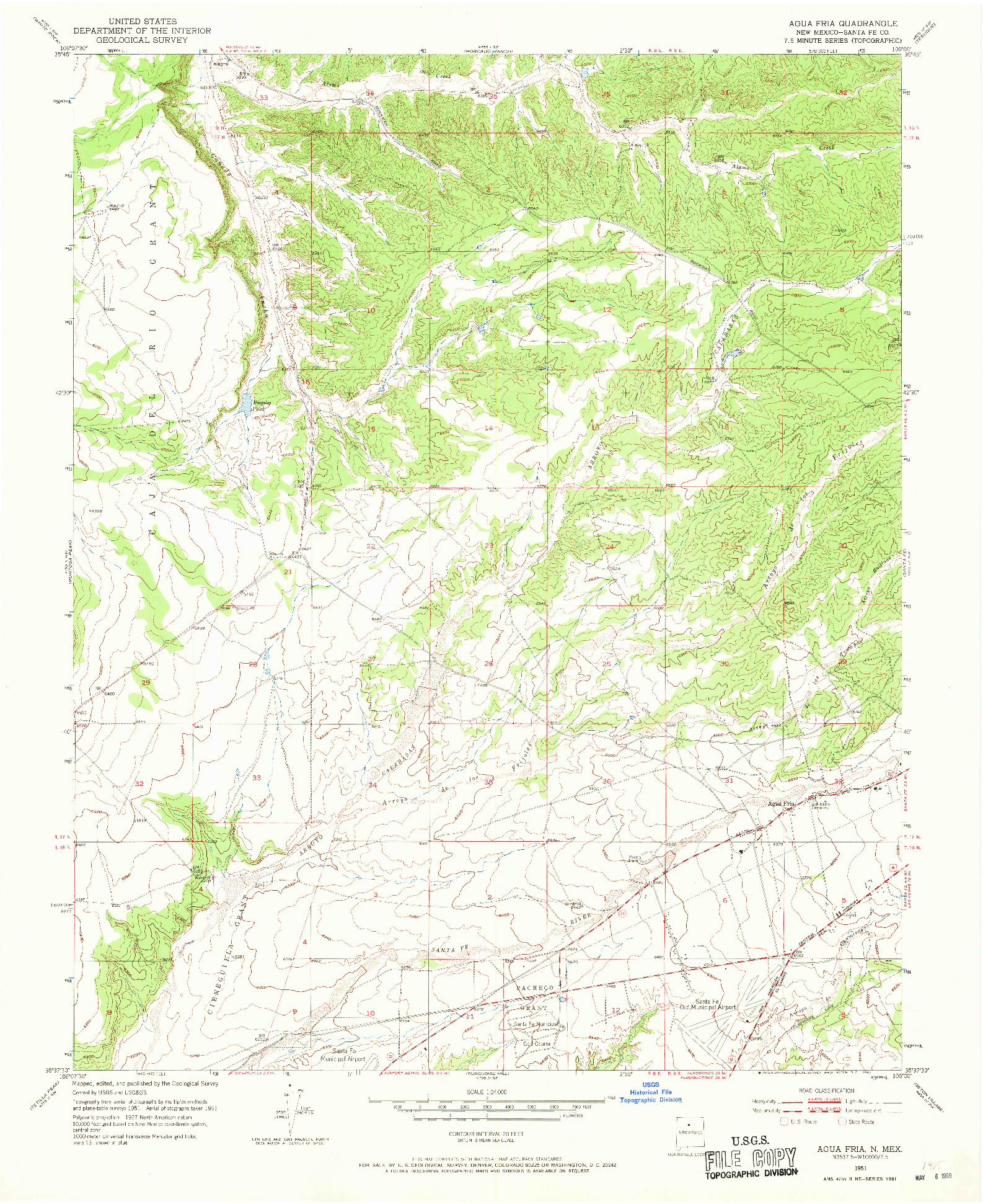 USGS 1:24000-SCALE QUADRANGLE FOR AGUA FRIA, NM 1951