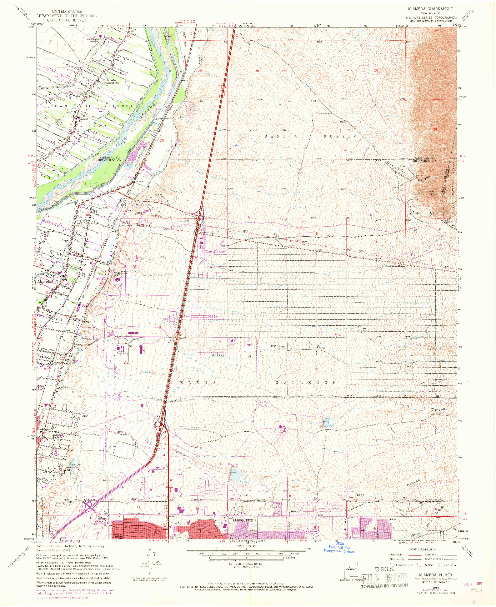 USGS 1:24000-SCALE QUADRANGLE FOR ALAMEDA, NM 1960