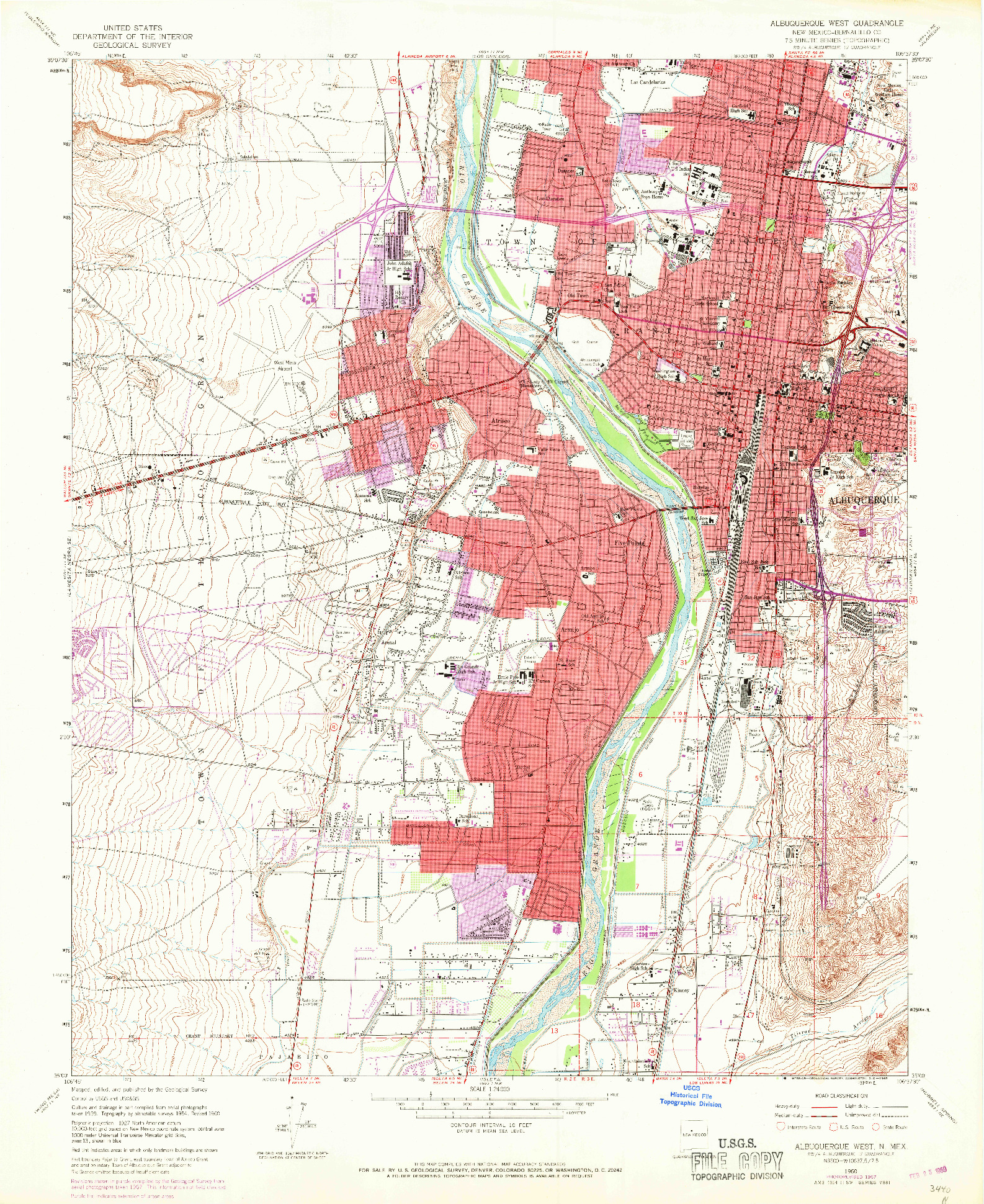 USGS 1:24000-SCALE QUADRANGLE FOR ALBUQUERQUE WEST, NM 1960