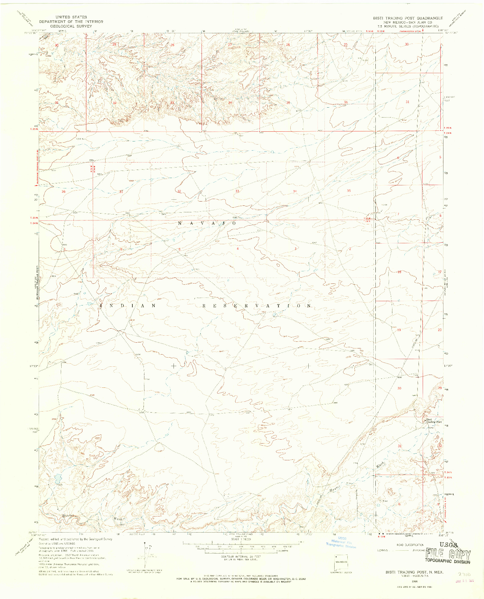 USGS 1:24000-SCALE QUADRANGLE FOR BISTI TRADING POST, NM 1966