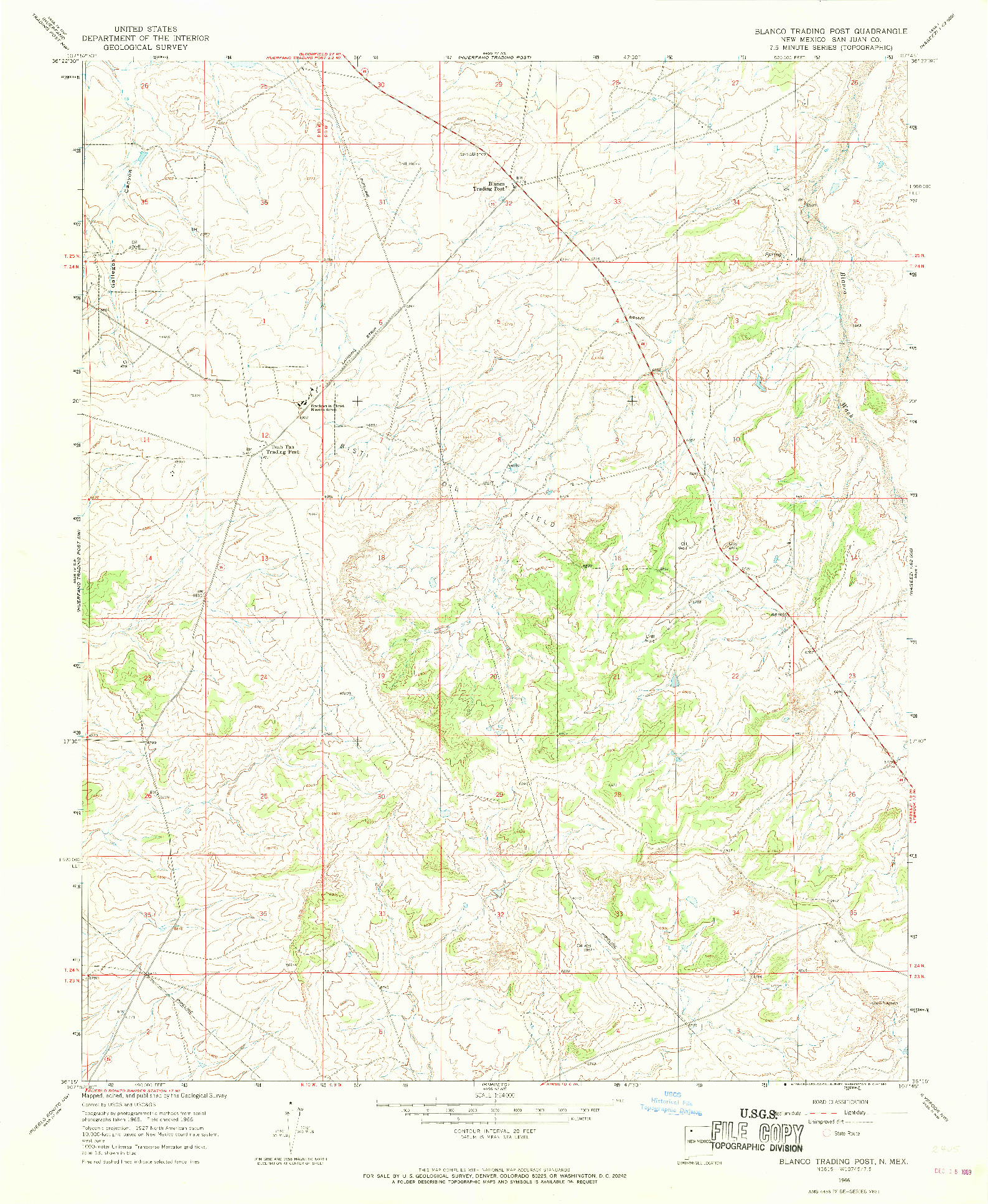 USGS 1:24000-SCALE QUADRANGLE FOR BLANCO TRADING POST, NM 1966