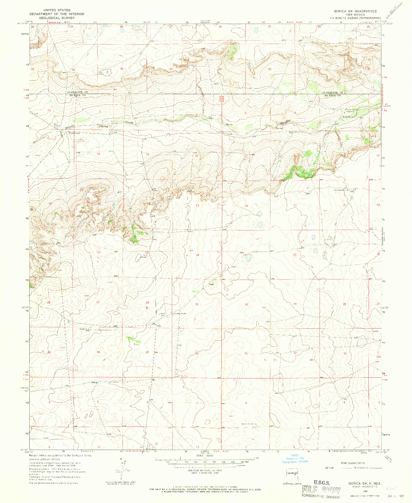 USGS 1:24000-SCALE QUADRANGLE FOR BORICA SW, NM 1966