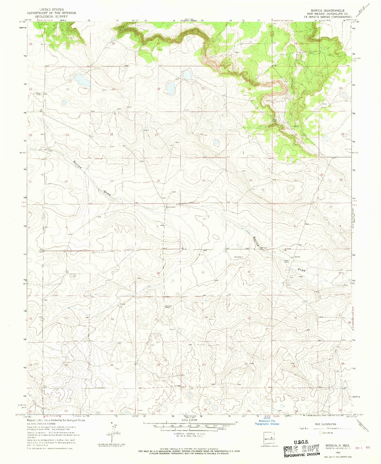 USGS 1:24000-SCALE QUADRANGLE FOR BORICA, NM 1966