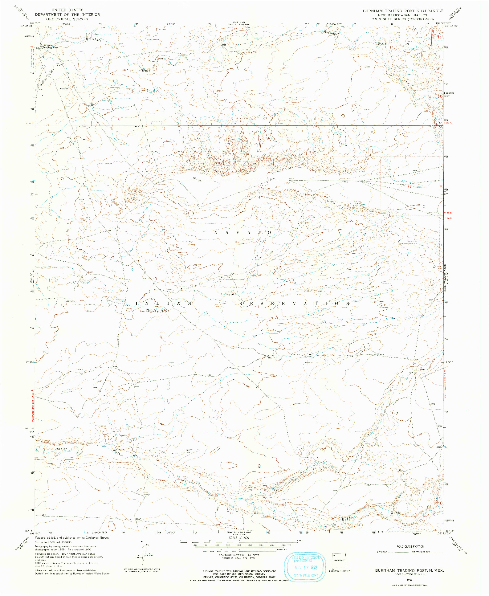 USGS 1:24000-SCALE QUADRANGLE FOR BURNHAM TRADING POST, NM 1966