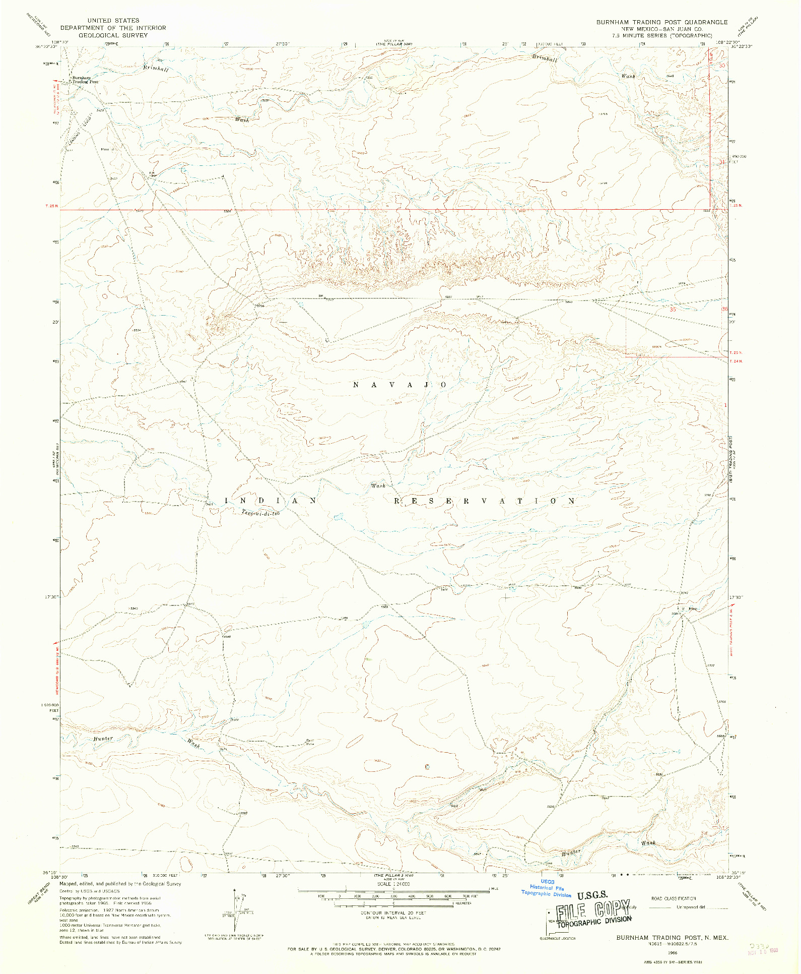 USGS 1:24000-SCALE QUADRANGLE FOR BURNHAM TRADING POST, NM 1966