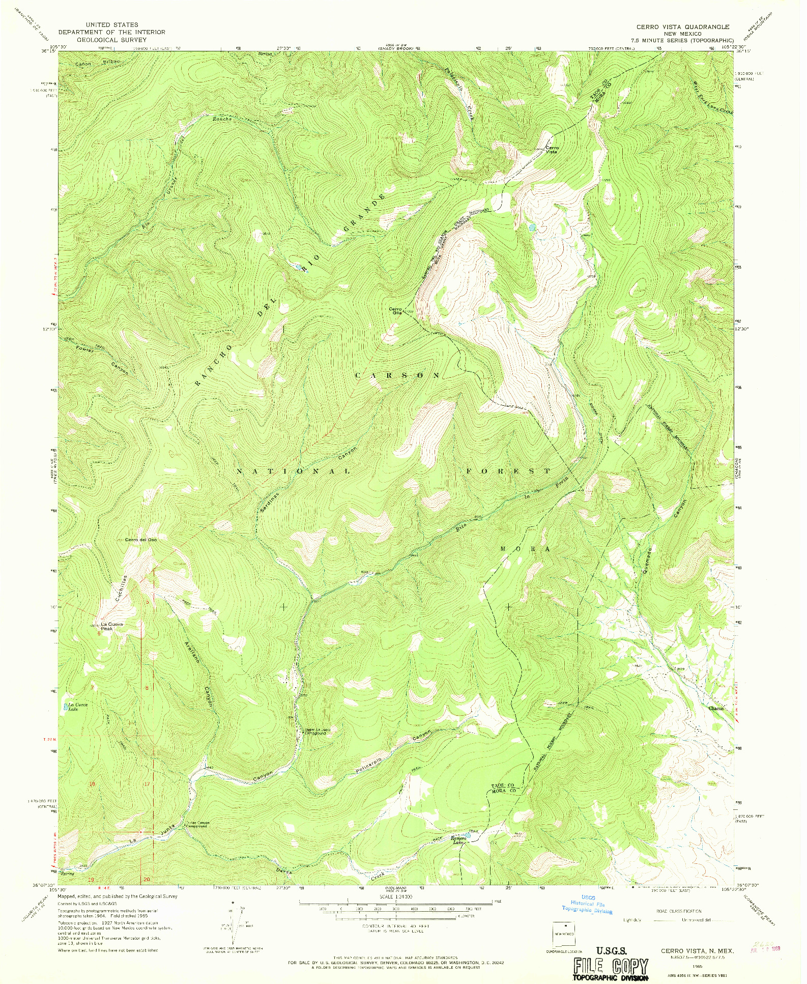 USGS 1:24000-SCALE QUADRANGLE FOR CERRO VISTA, NM 1965
