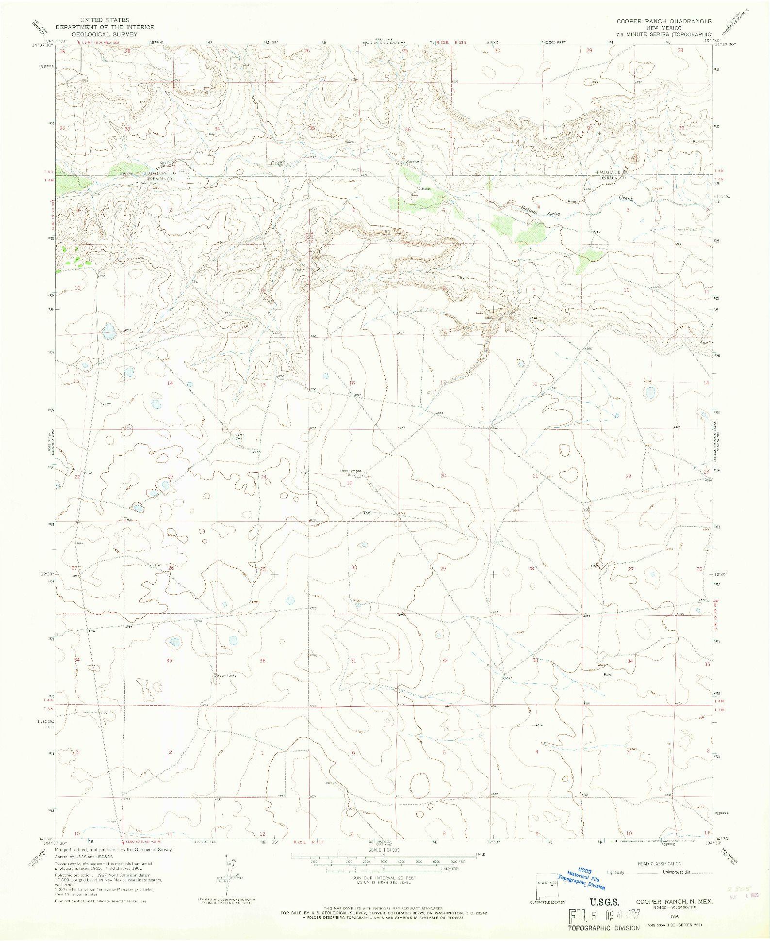 USGS 1:24000-SCALE QUADRANGLE FOR COOPER RANCH, NM 1966
