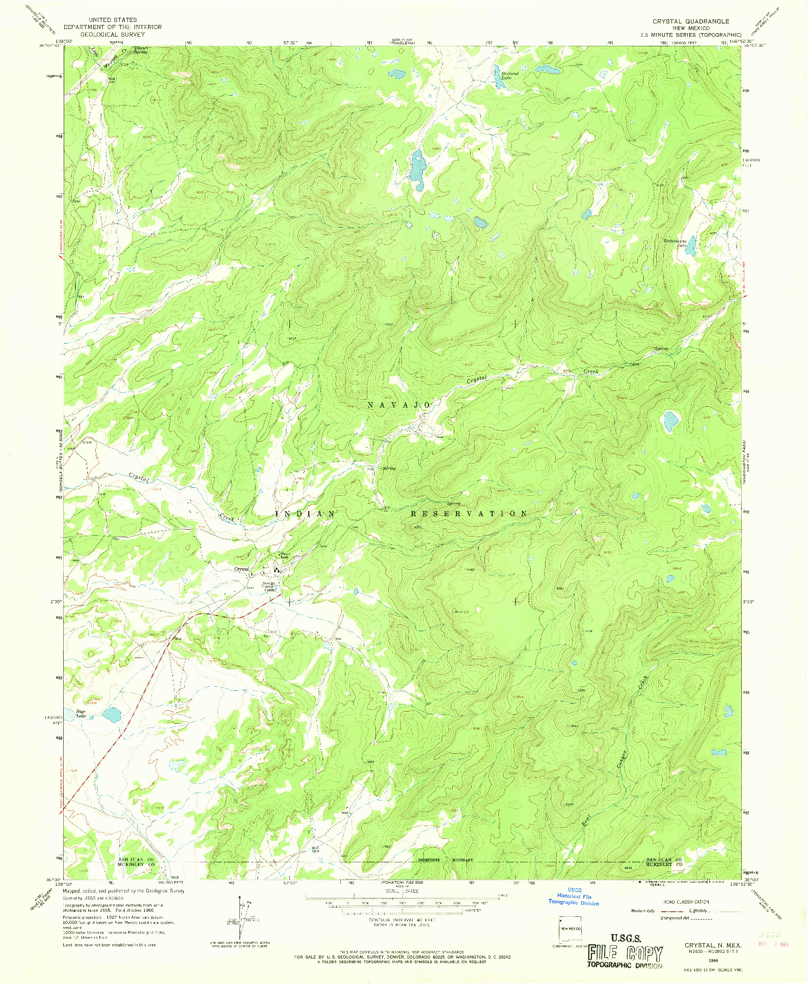 USGS 1:24000-SCALE QUADRANGLE FOR CRYSTAL, NM 1966