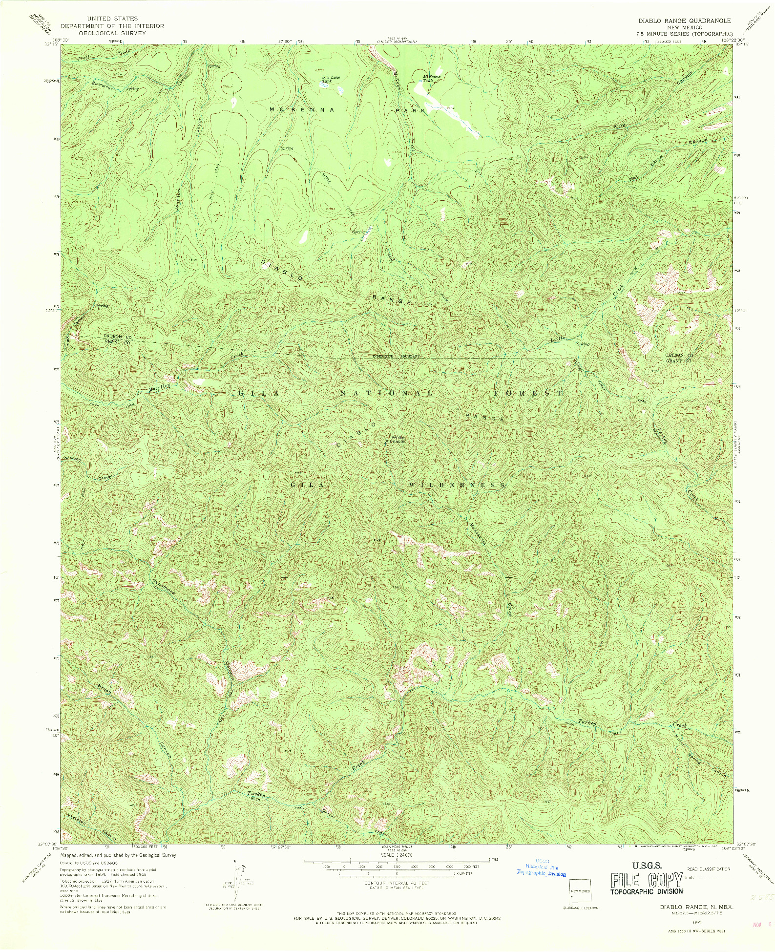 USGS 1:24000-SCALE QUADRANGLE FOR DIABLO RANGE, NM 1965