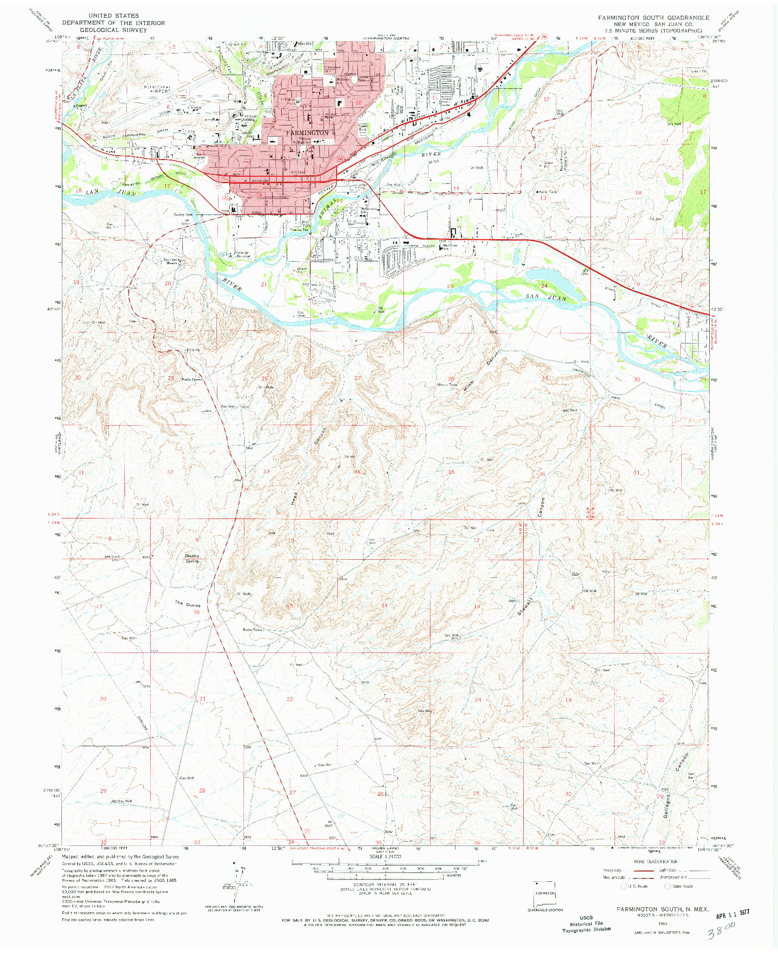 USGS 1:24000-SCALE QUADRANGLE FOR FARMINGTON SOUTH, NM 1965