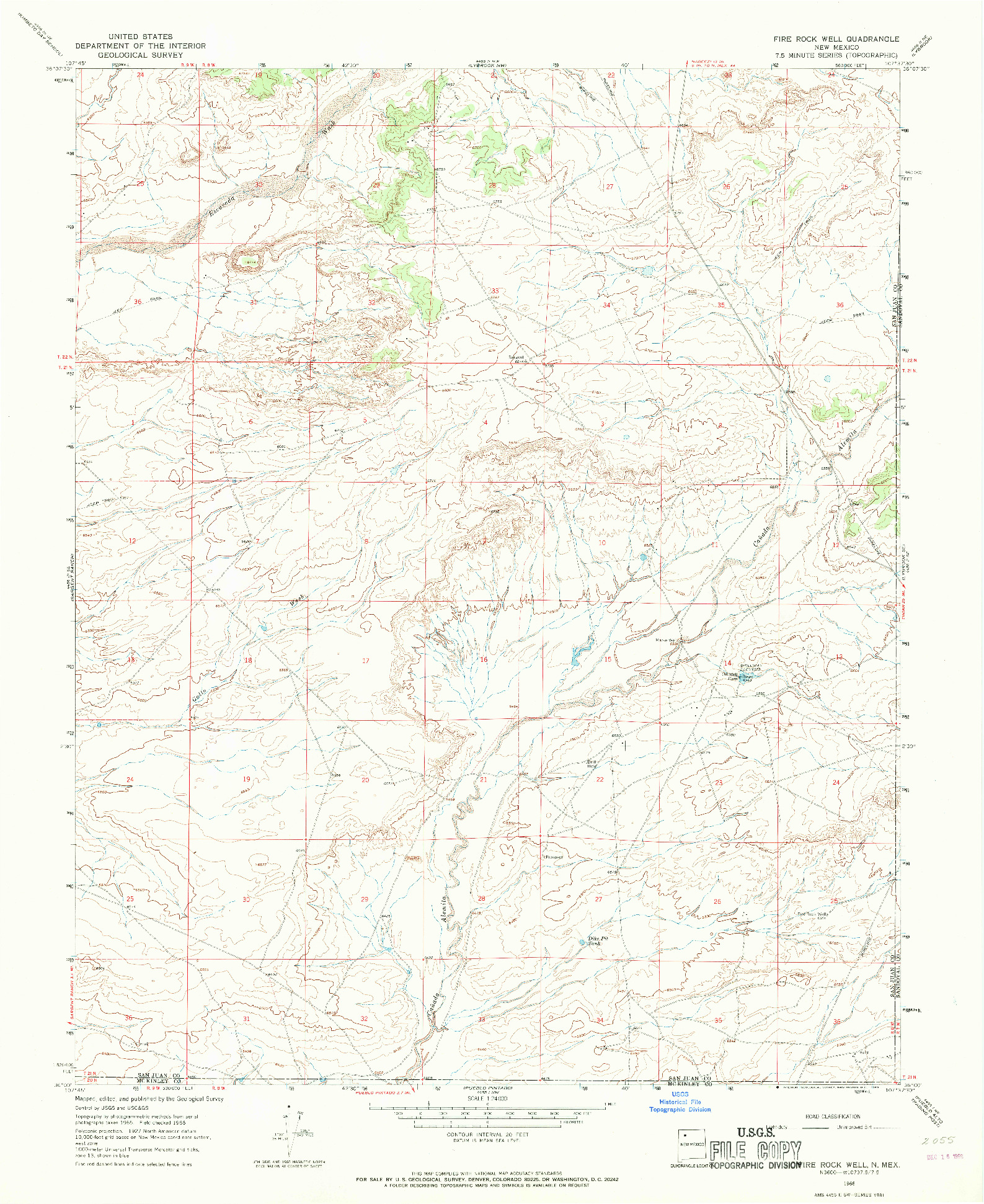 USGS 1:24000-SCALE QUADRANGLE FOR FIRE ROCK WELL, NM 1966