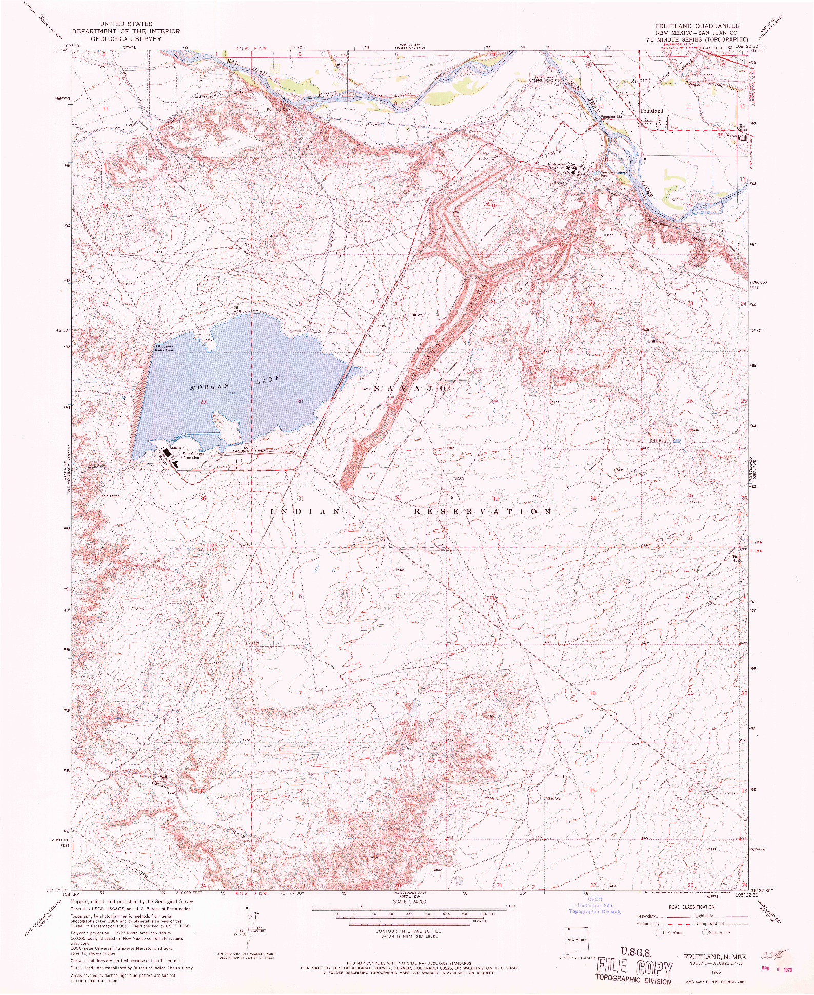 USGS 1:24000-SCALE QUADRANGLE FOR FRUITLAND, NM 1966