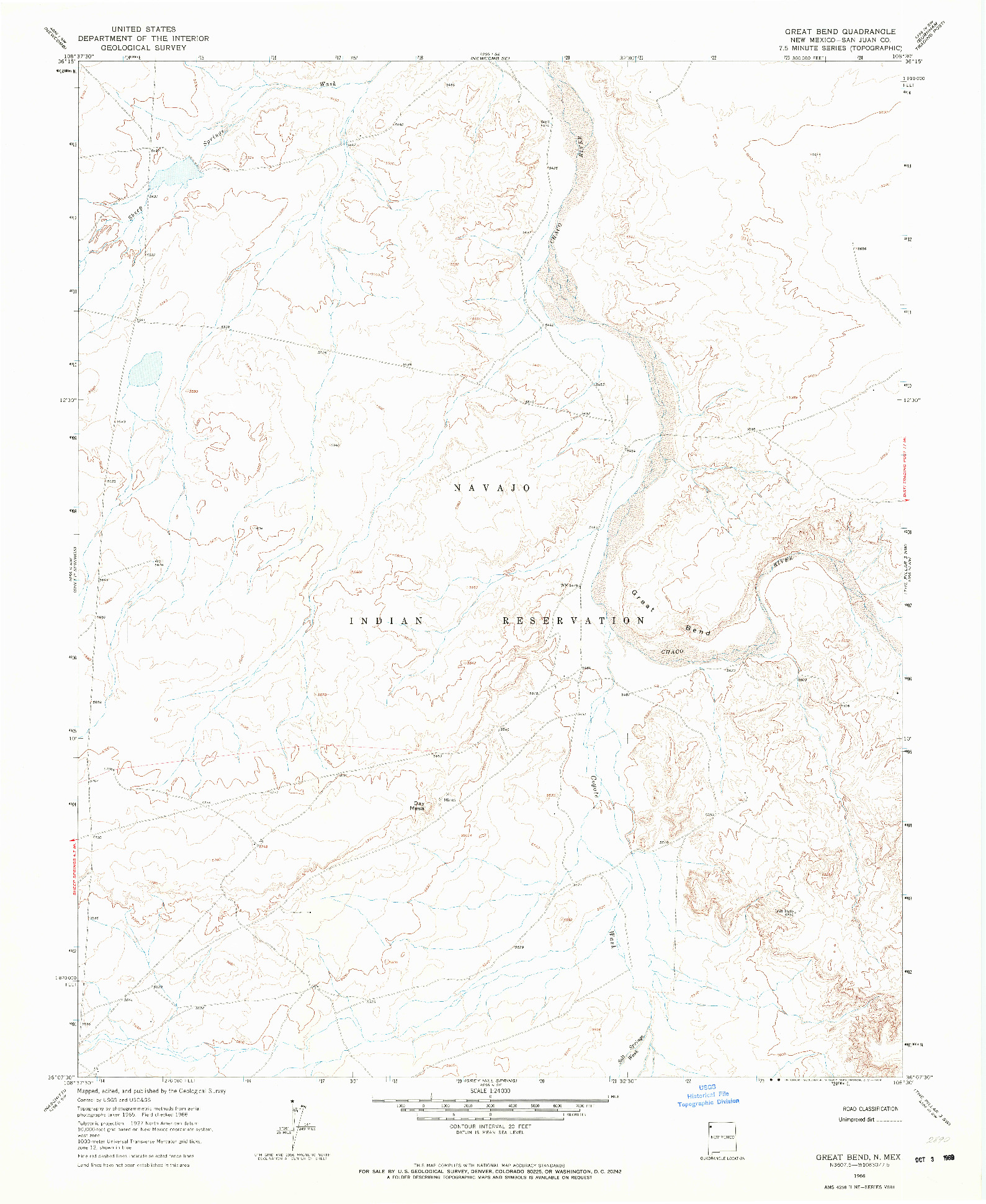 USGS 1:24000-SCALE QUADRANGLE FOR GREAT BEND, NM 1966