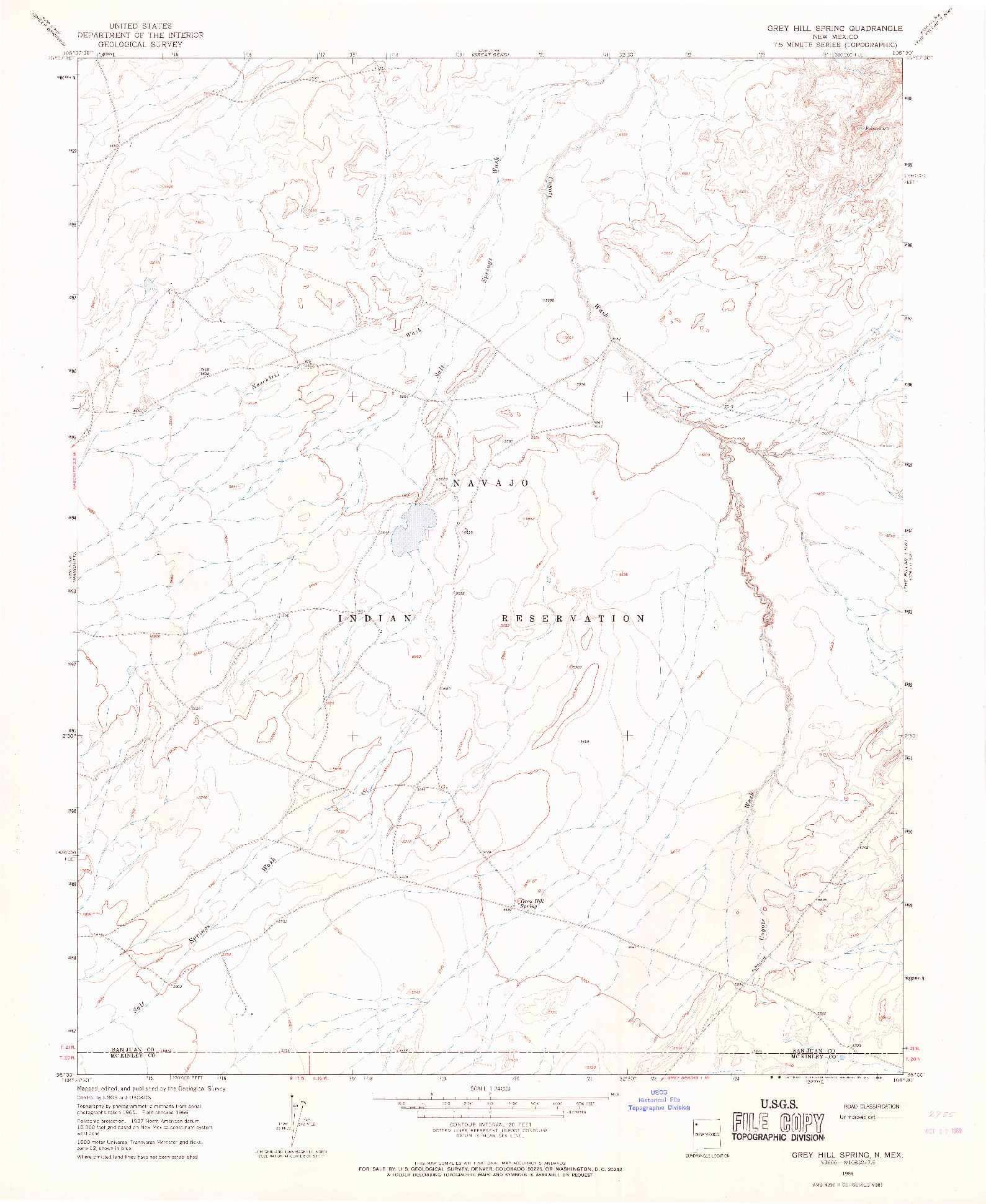 USGS 1:24000-SCALE QUADRANGLE FOR GREY HILL SPRING, NM 1966