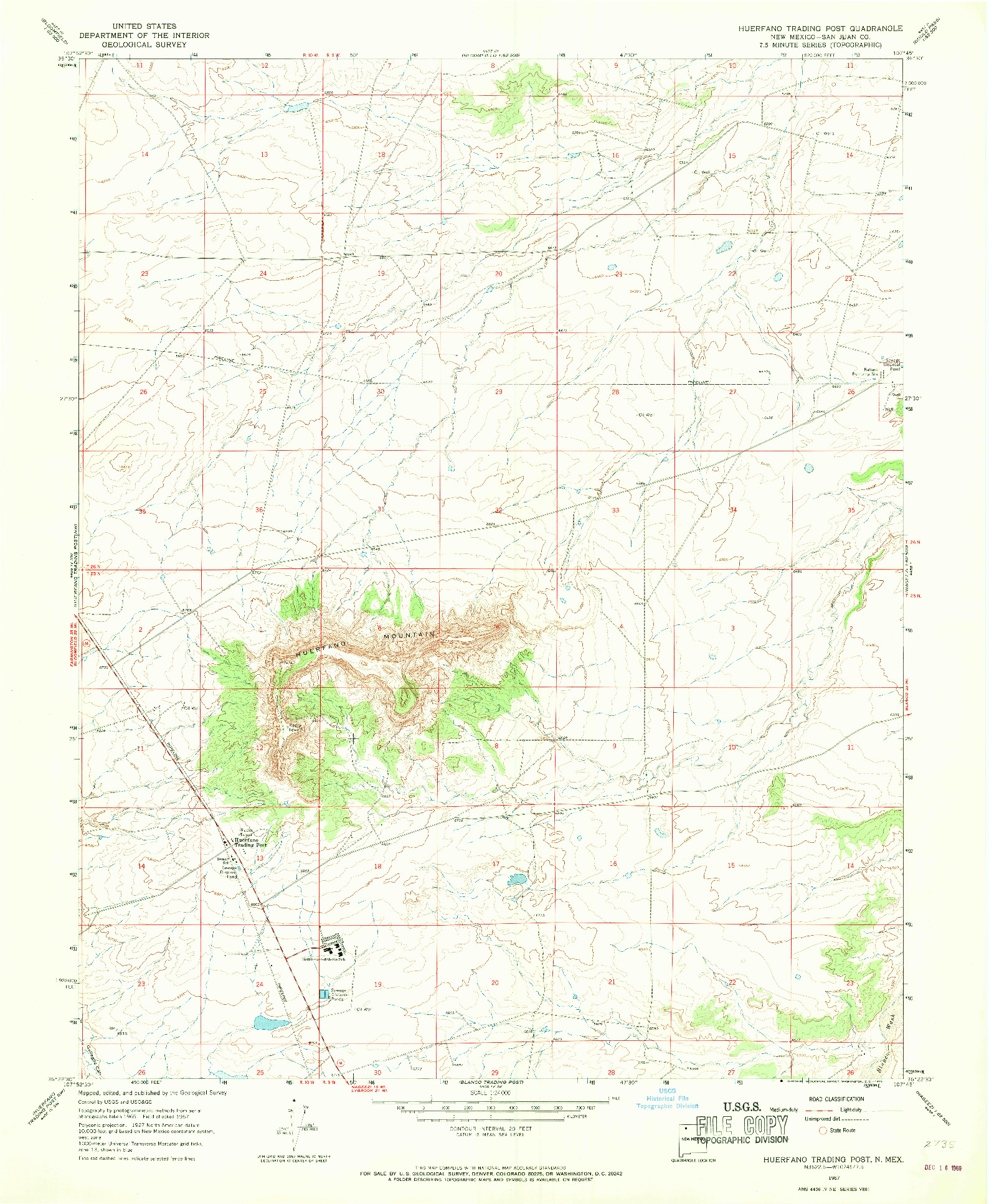 USGS 1:24000-SCALE QUADRANGLE FOR HUERFANO TRADING POST, NM 1967
