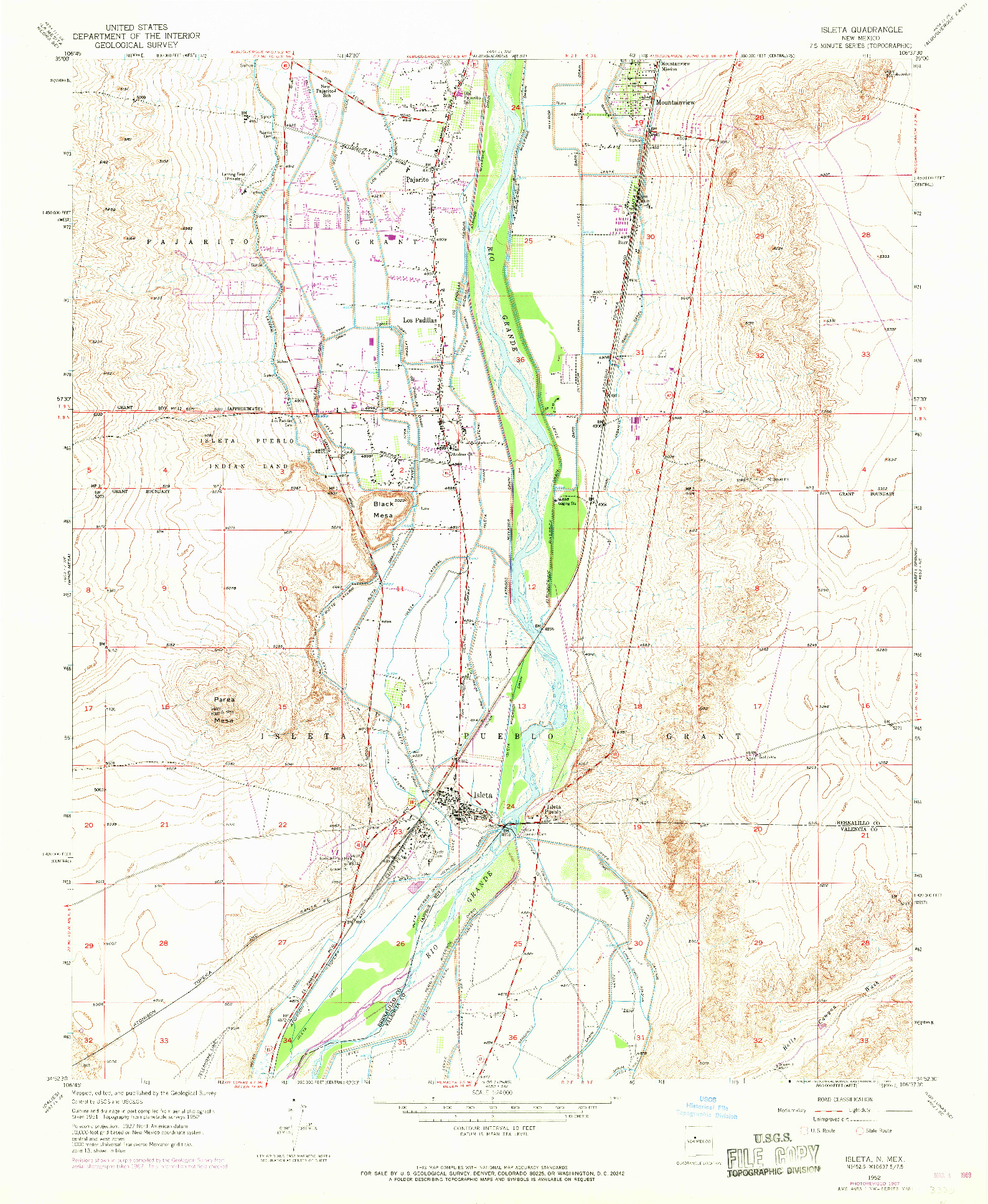 USGS 1:24000-SCALE QUADRANGLE FOR ISLETA, NM 1952