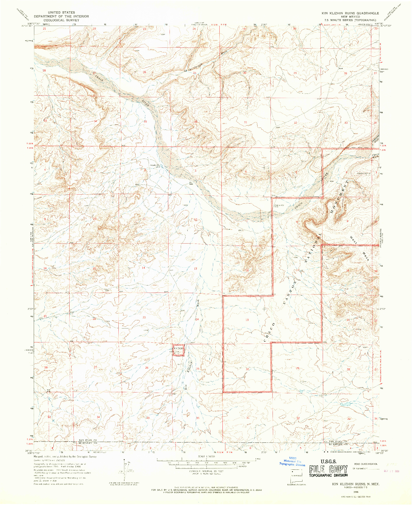 USGS 1:24000-SCALE QUADRANGLE FOR KIN KLIZHIN RUINS, NM 1966