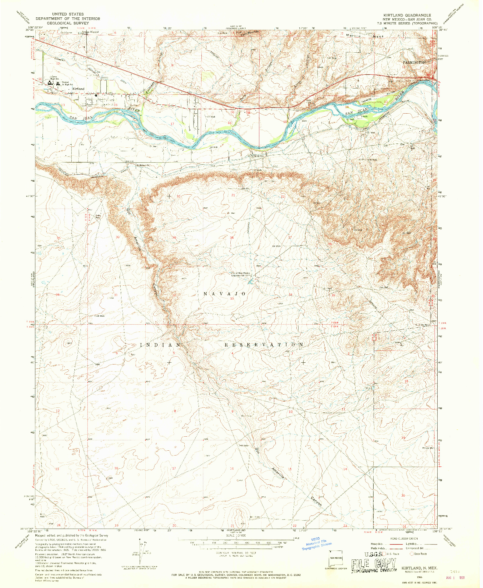 USGS 1:24000-SCALE QUADRANGLE FOR KIRTLAND, NM 1966