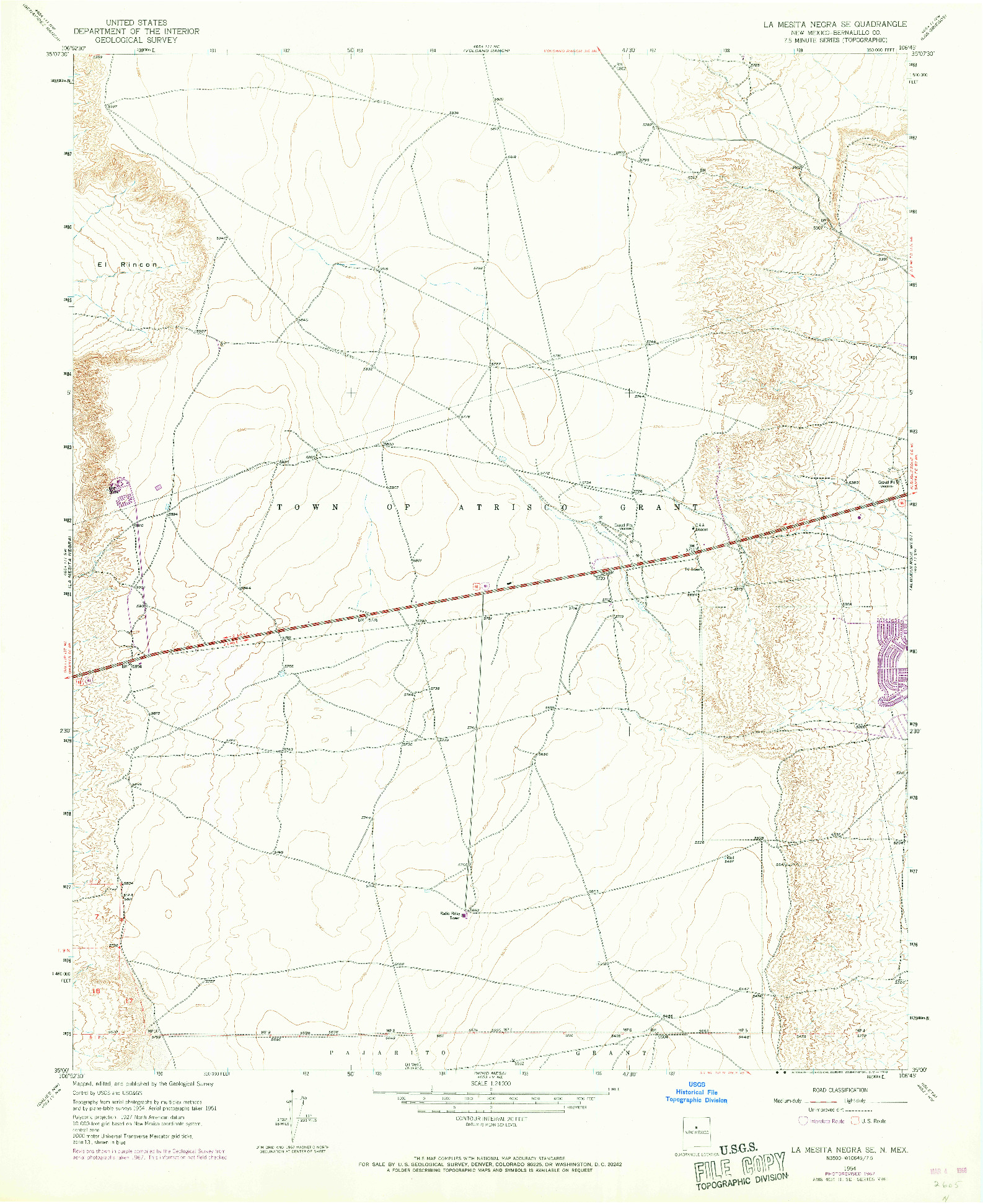 USGS 1:24000-SCALE QUADRANGLE FOR LA MESITA NEGRA SE, NM 1954