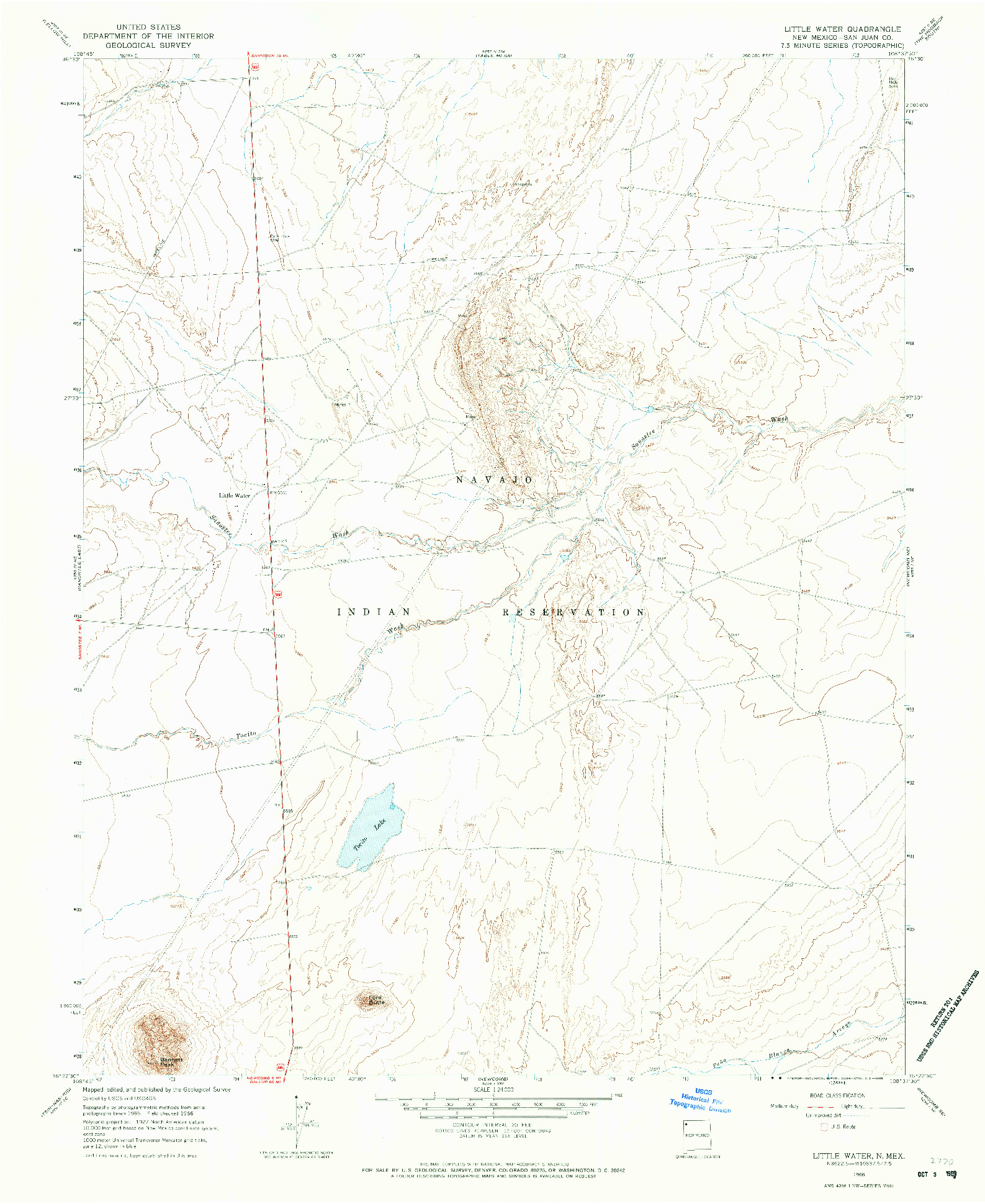 USGS 1:24000-SCALE QUADRANGLE FOR LITTLE WATER, NM 1966