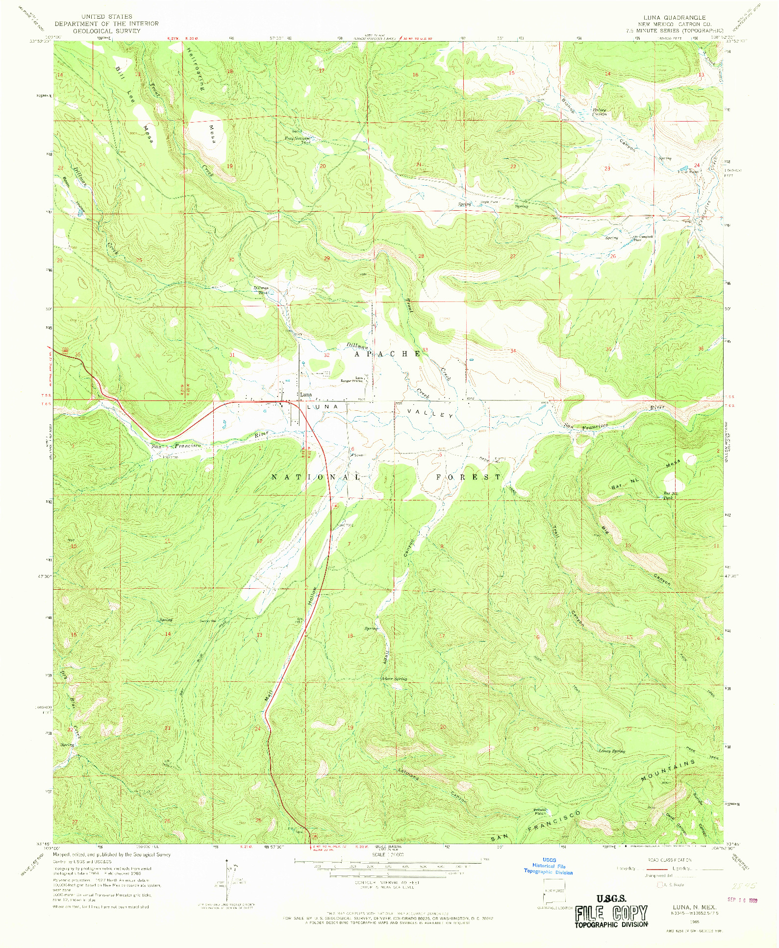 USGS 1:24000-SCALE QUADRANGLE FOR LUNA, NM 1965