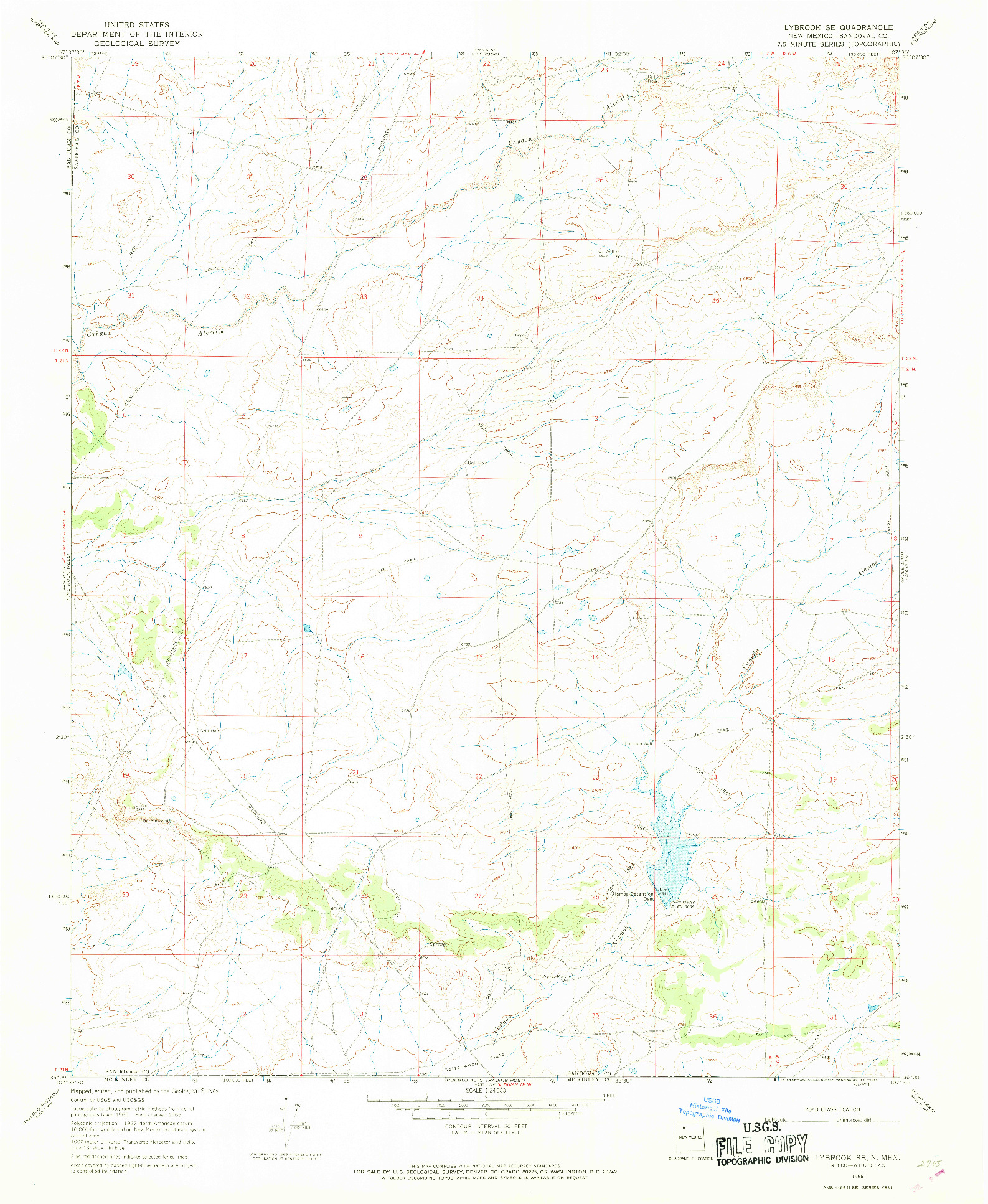 USGS 1:24000-SCALE QUADRANGLE FOR LYBROOK SE, NM 1966